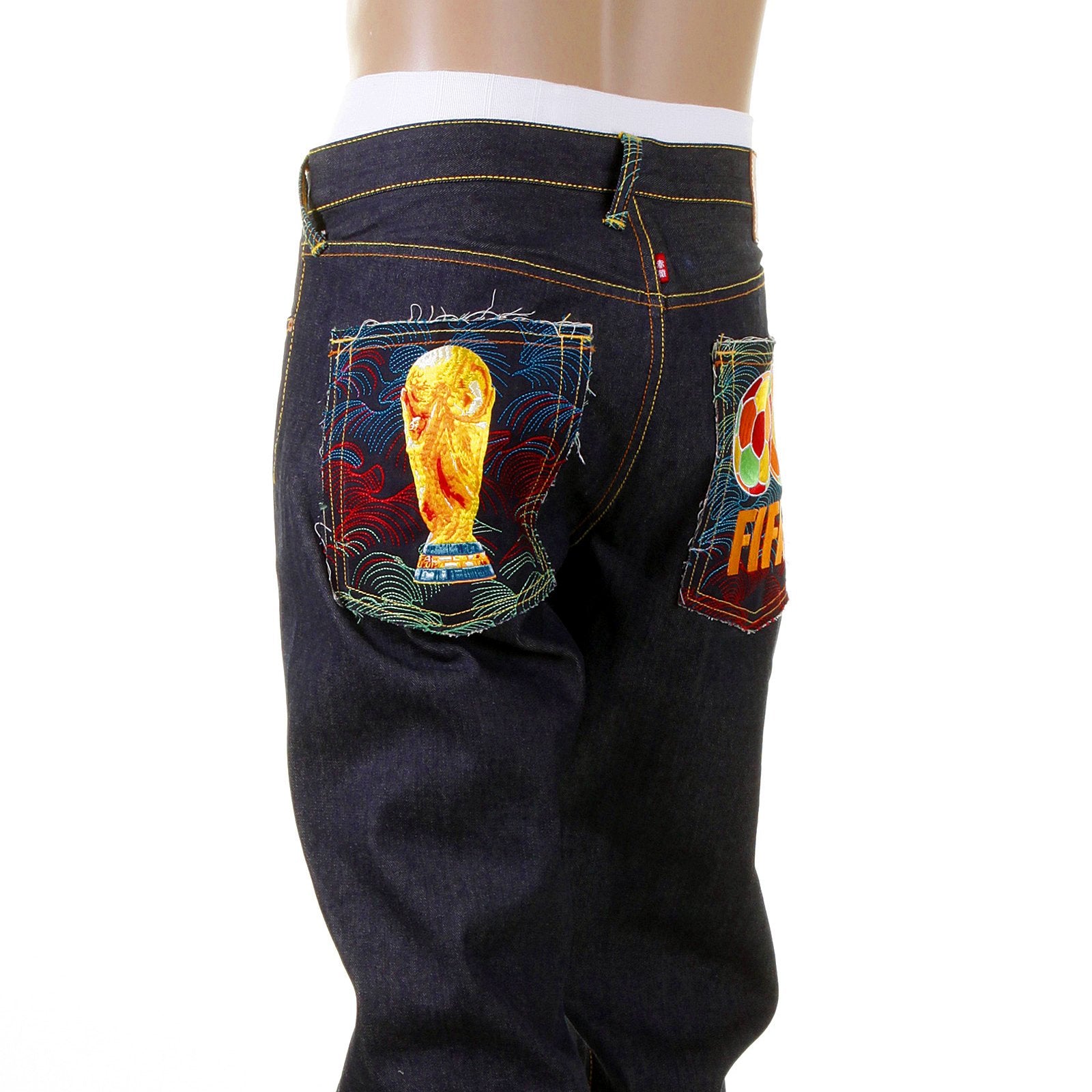 RMC JEANS LIMITED EDITION DARK INDIGO FIFA WORLD CUP VINTAGE CUT SELVEDGE RAW DENIM JEANS FOR MEN REDM0003