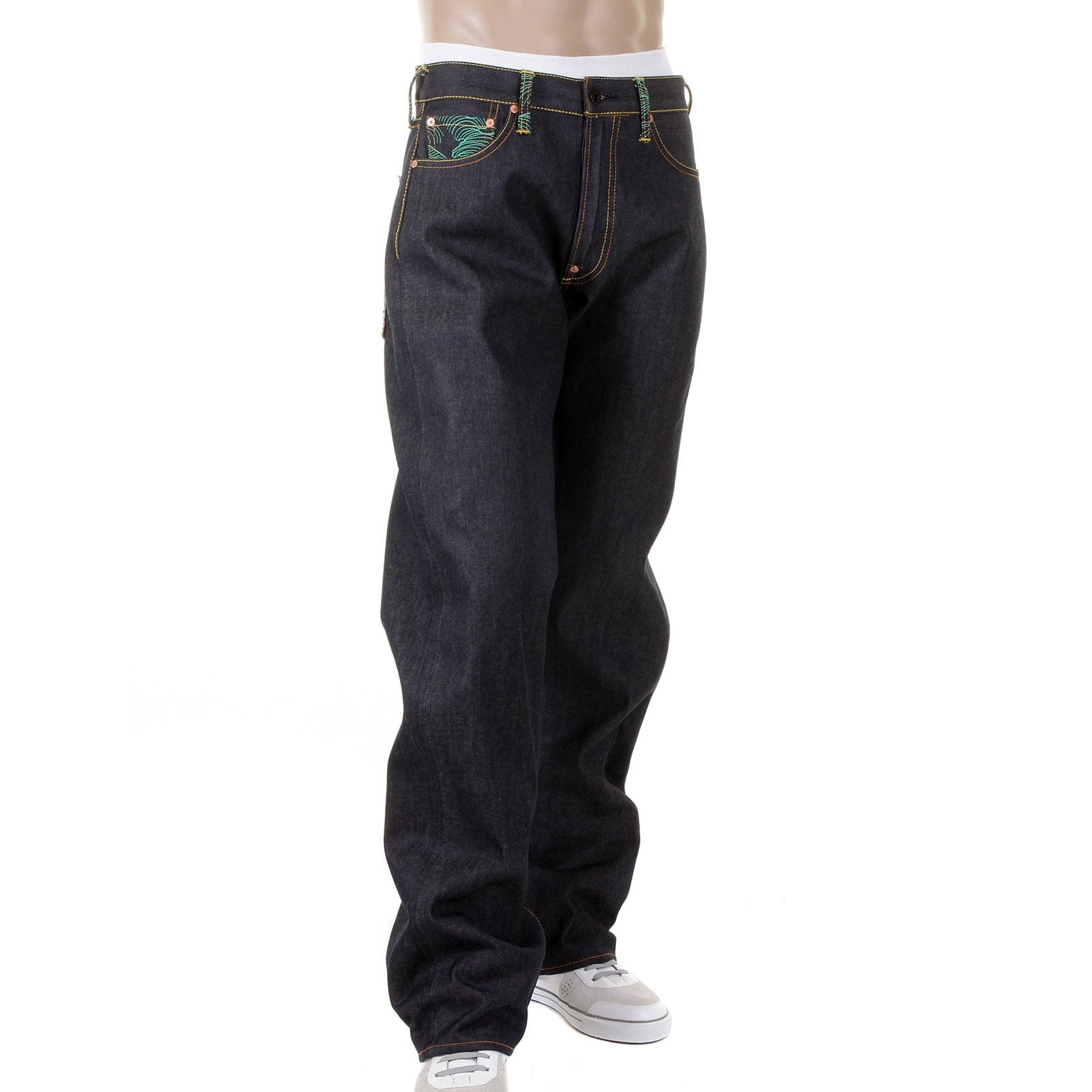 RMC JEANS LIMITED EDITION DARK INDIGO FIFA WORLD CUP VINTAGE CUT SELVEDGE RAW DENIM JEANS FOR MEN REDM0003