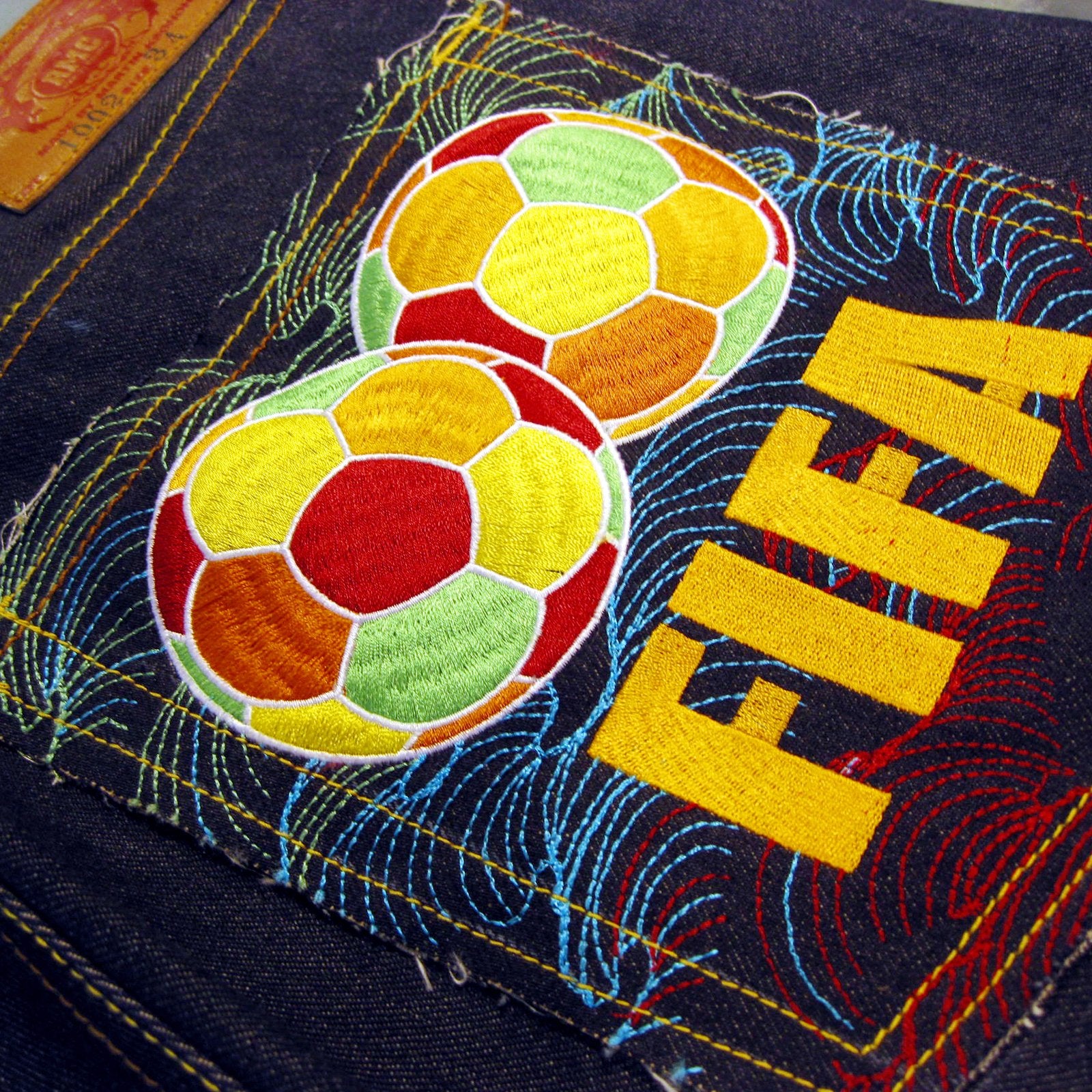 RMC JEANS LIMITED EDITION DARK INDIGO FIFA WORLD CUP VINTAGE CUT SELVEDGE RAW DENIM JEANS FOR MEN REDM0003