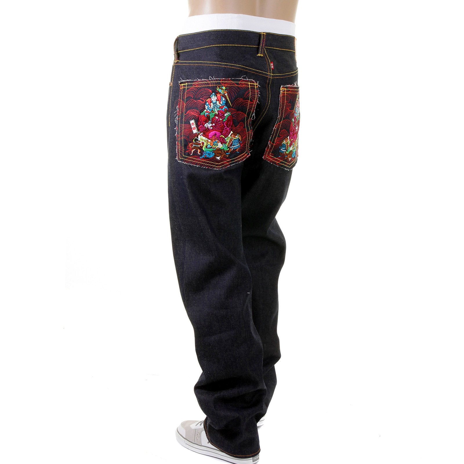 RMC MARTIN KSOHOH DARK INDIGO MENS VINTAGE CUT SELVEDGE RAW DENIM JEANS WITH MOMOTARO EMBROIDERY REDM5642