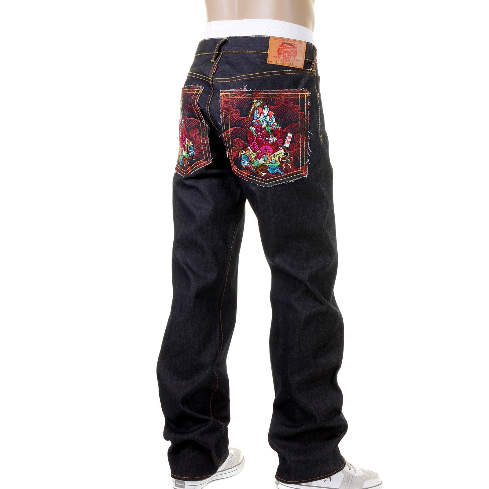 RMC MARTIN KSOHOH DARK INDIGO MENS VINTAGE CUT SELVEDGE RAW DENIM JEANS WITH MOMOTARO EMBROIDERY REDM5642