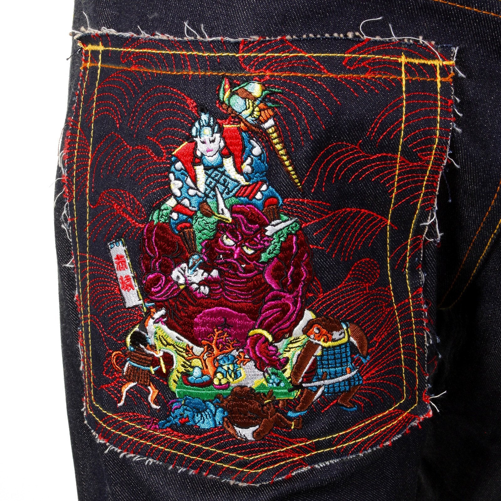 RMC MARTIN KSOHOH DARK INDIGO MENS VINTAGE CUT SELVEDGE RAW DENIM JEANS WITH MOMOTARO EMBROIDERY REDM5642