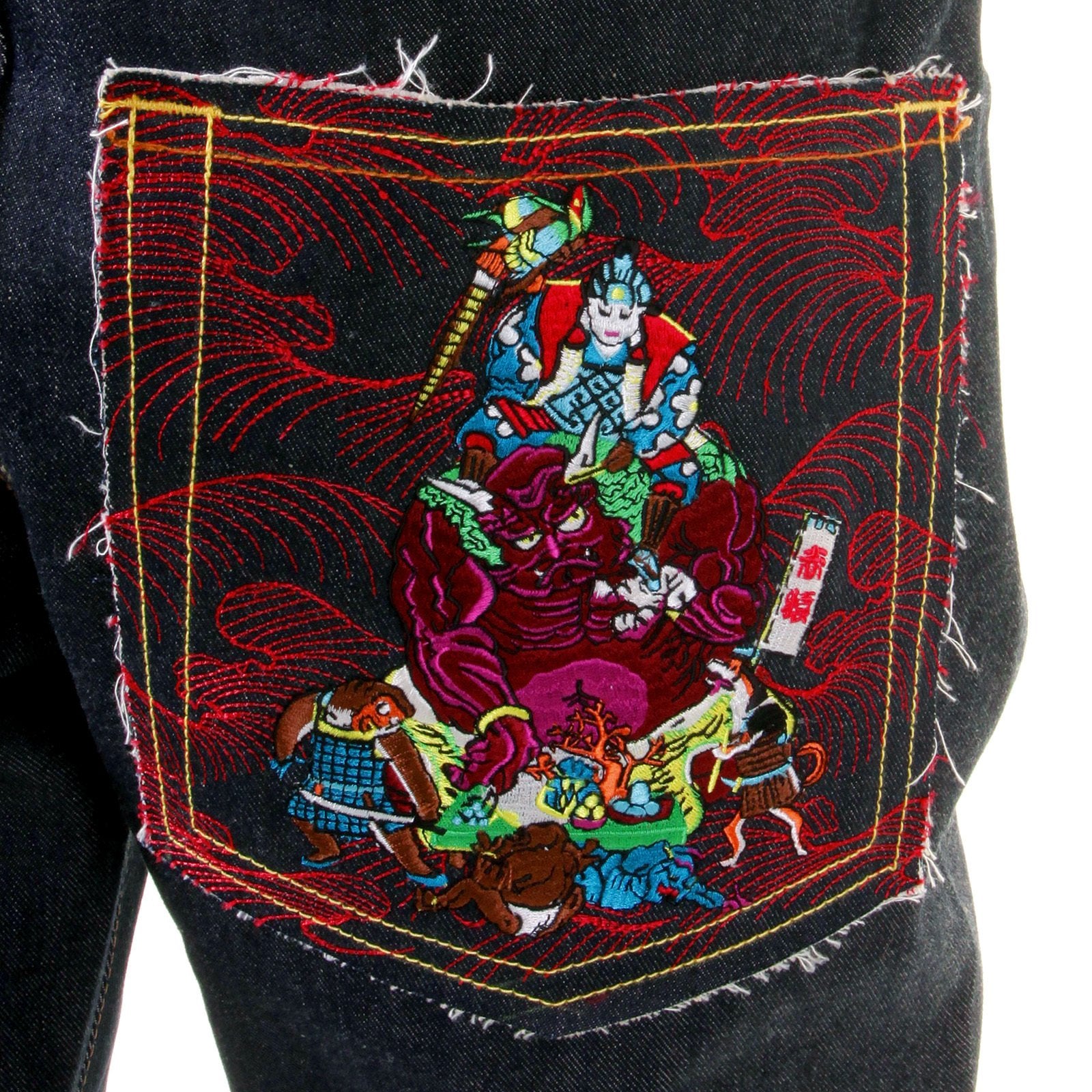 RMC MARTIN KSOHOH DARK INDIGO MENS VINTAGE CUT SELVEDGE RAW DENIM JEANS WITH MOMOTARO EMBROIDERY REDM5642