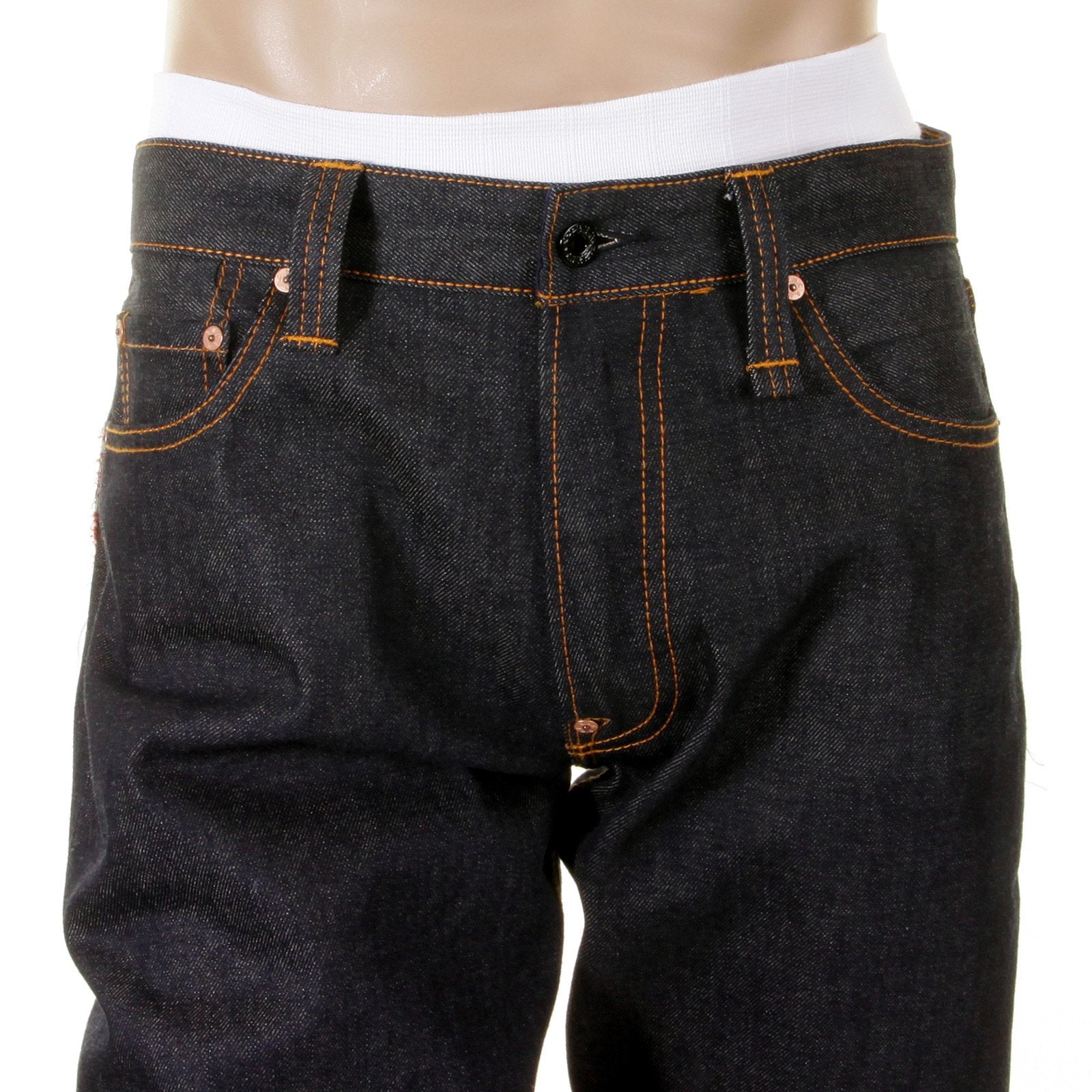 RMC MARTIN KSOHOH VINTAGE CUT EDO TIGER EMBROIDERED DARK INDIGO 100% COTTON RAW DENIM JEANS FOR MEN REDM5639