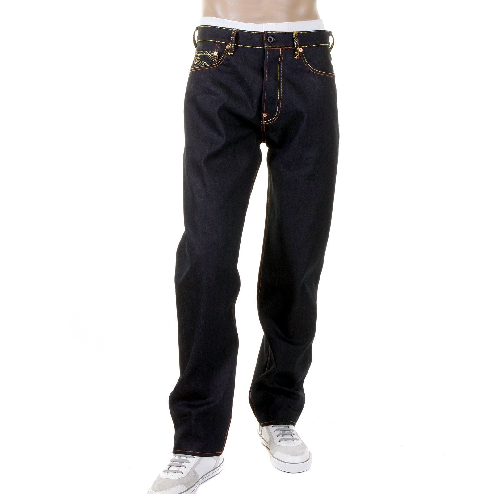 RMC HUUZINN AND RAIZINN SLIMMER CUT 1001 MODEL SUPER EXCLUSIVE DARK INDIGO HOUSE SELVEDGE DENIM JEANS REDM2699