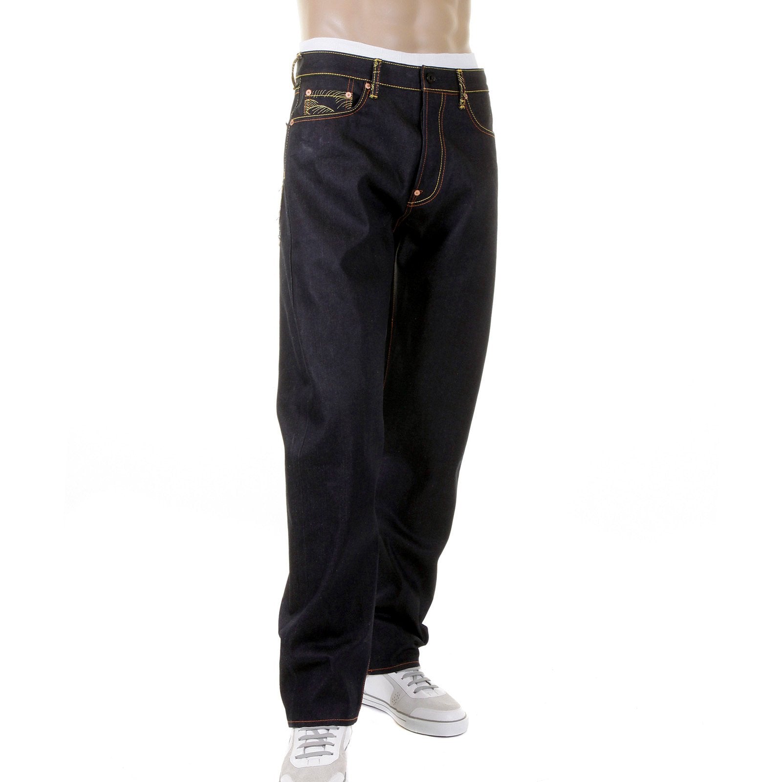 RMC HUUZINN AND RAIZINN SLIMMER CUT 1001 MODEL SUPER EXCLUSIVE DARK INDIGO HOUSE SELVEDGE DENIM JEANS REDM2699