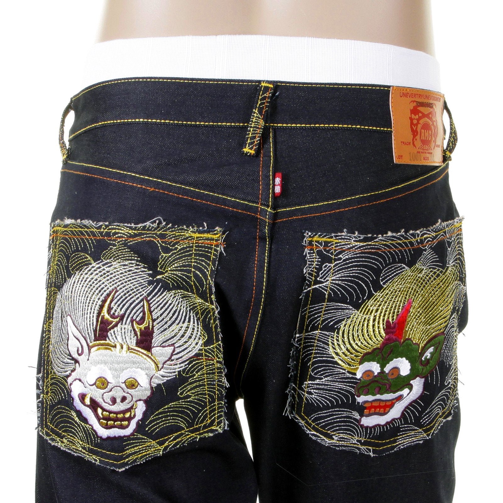RMC HUUZINN AND RAIZINN SLIMMER CUT 1001 MODEL SUPER EXCLUSIVE DARK INDIGO HOUSE SELVEDGE DENIM JEANS REDM2699