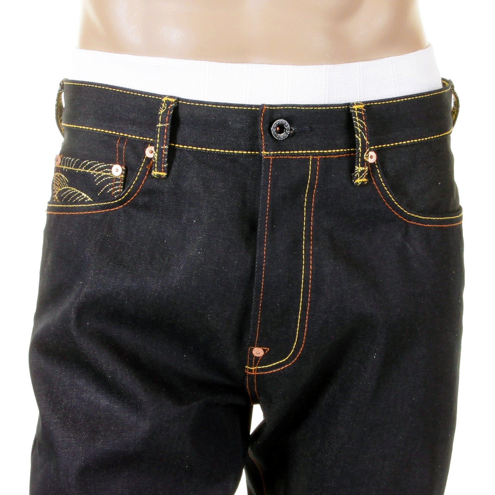 RMC HUUZINN AND RAIZINN SLIMMER CUT 1001 MODEL SUPER EXCLUSIVE DARK INDIGO HOUSE SELVEDGE DENIM JEANS REDM2699