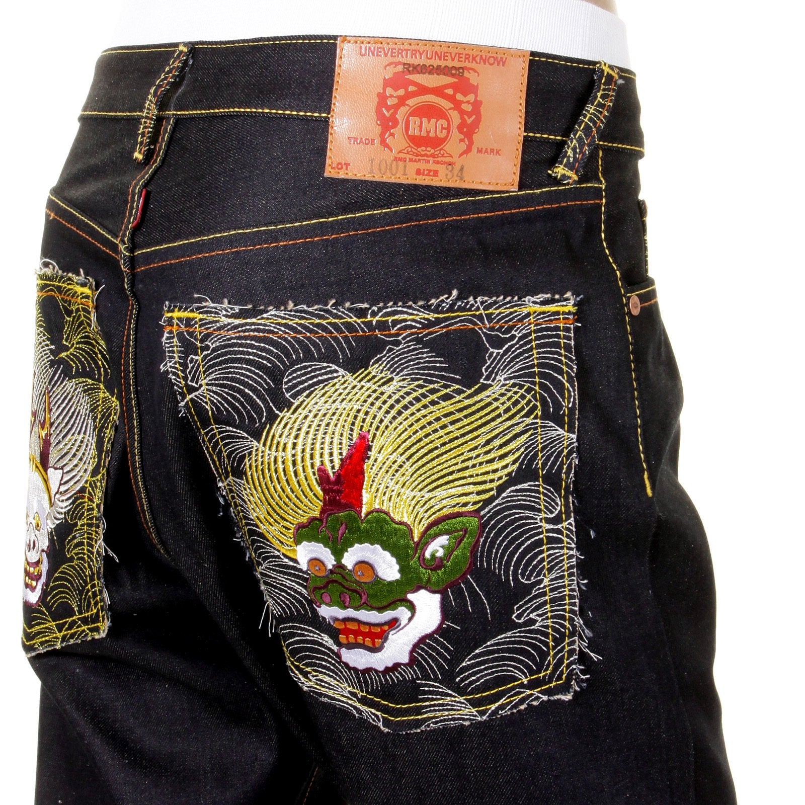 RMC HUUZINN AND RAIZINN SLIMMER CUT 1001 MODEL SUPER EXCLUSIVE DARK INDIGO HOUSE SELVEDGE DENIM JEANS REDM2699