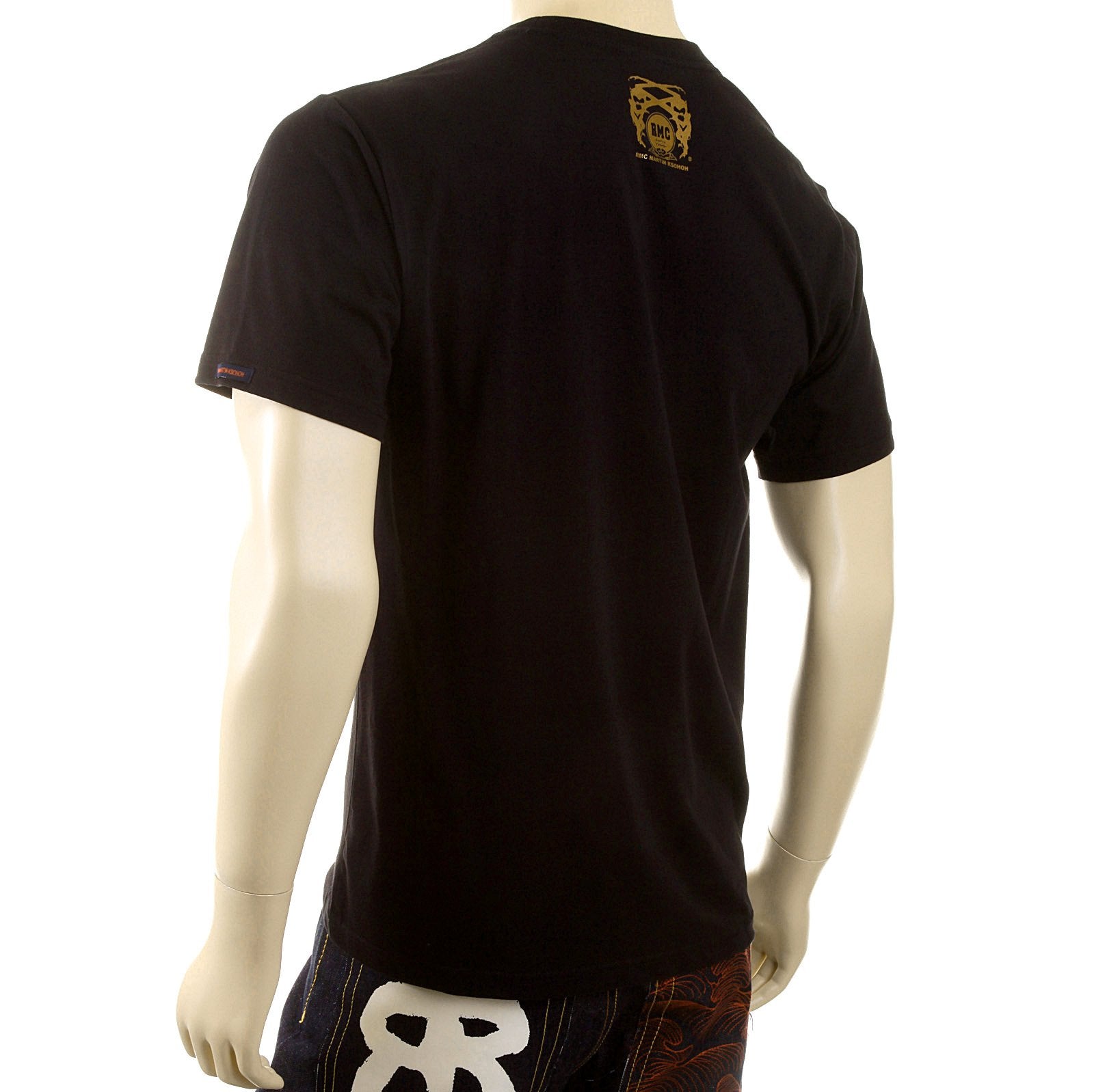 RMC MARTIN KSOHOH MENS REGULAR FIT CREW NECK SHORT SLEEVE GOD BLESS U PRINTED T-SHIRT IN BLACK REDM3968