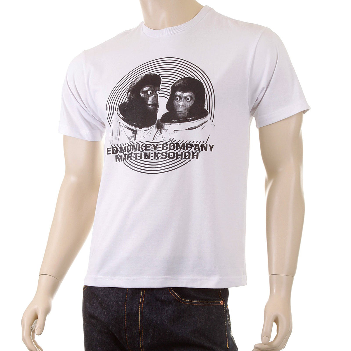RMC MARTIN KSOHOH MENS REGULAR FIT SHORT SLEEVE CREW NECK APE EYE PRINTED T-SHIRT IN WHITE REDM5031
