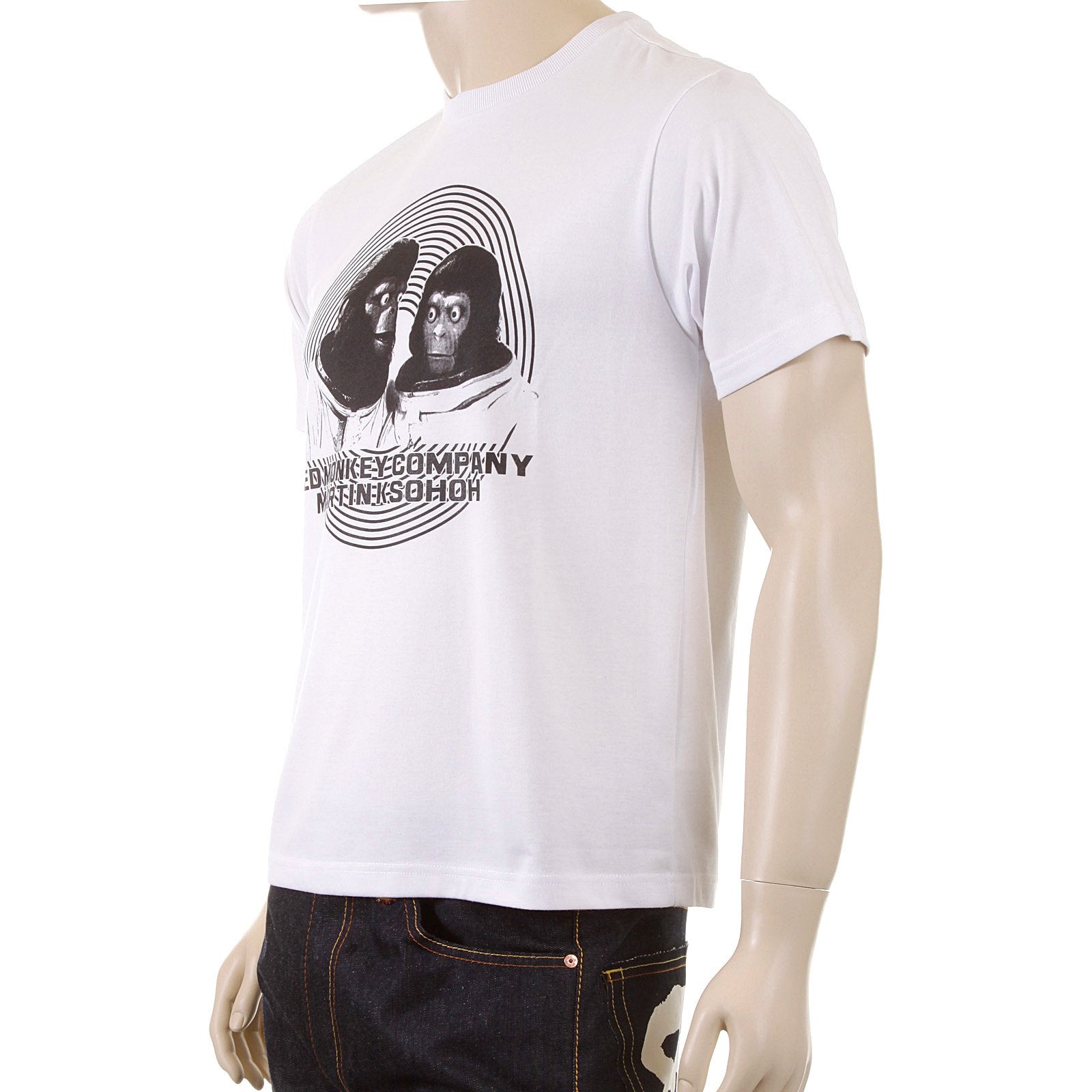 RMC MARTIN KSOHOH MENS REGULAR FIT SHORT SLEEVE CREW NECK APE EYE PRINTED T-SHIRT IN WHITE REDM5031