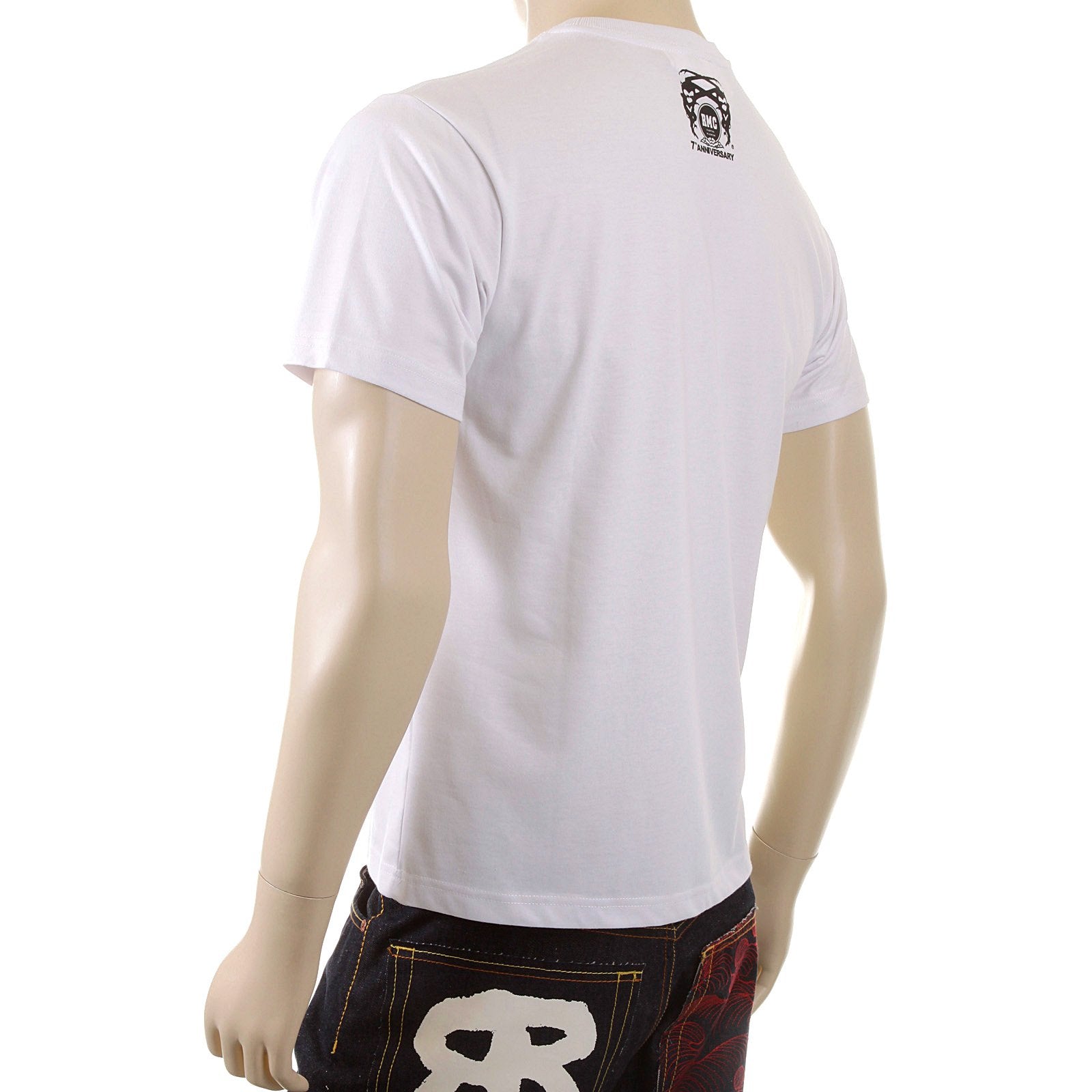 RMC MARTIN KSOHOH MENS REGULAR FIT SHORT SLEEVE CREW NECK APE EYE PRINTED T-SHIRT IN WHITE REDM5031