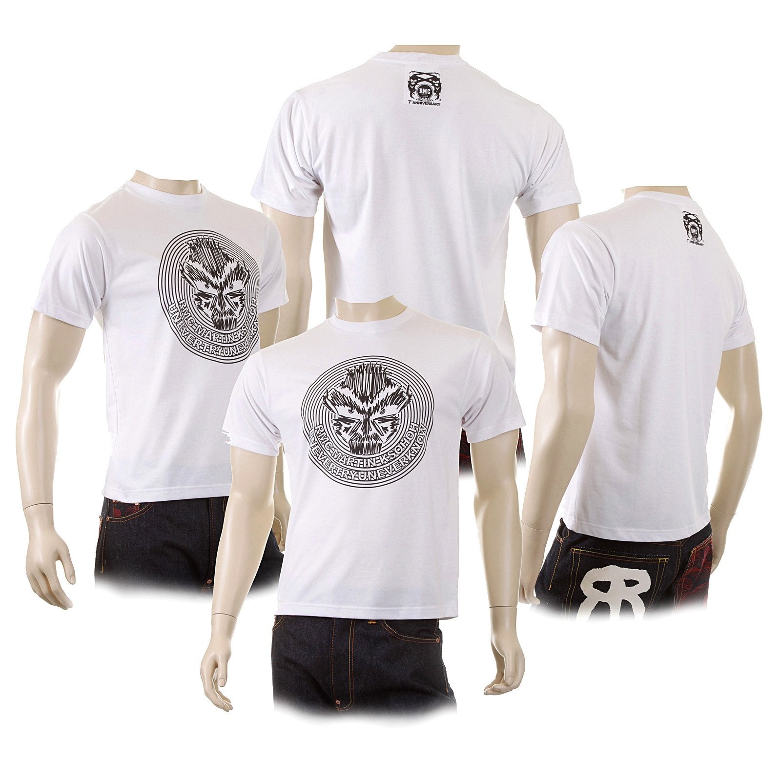 RMC MARTIN KSOHOH CREW NECK WHITE COTTON REGULAR FIT CYBER MONKEY PRINTED T SHIRT FOR MEN REDM5030