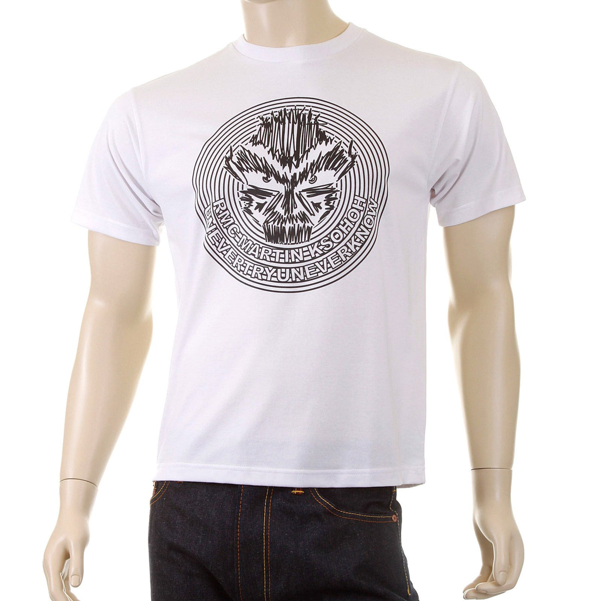 RMC MARTIN KSOHOH CREW NECK WHITE COTTON REGULAR FIT CYBER MONKEY PRINTED T SHIRT FOR MEN REDM5030