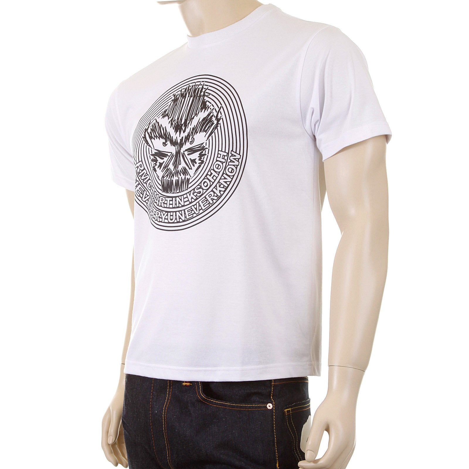 RMC MARTIN KSOHOH CREW NECK WHITE COTTON REGULAR FIT CYBER MONKEY PRINTED T SHIRT FOR MEN REDM5030