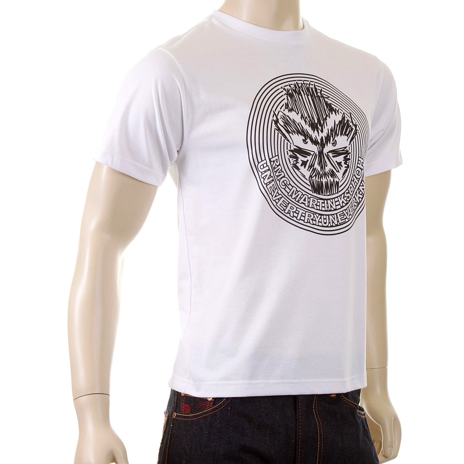 RMC MARTIN KSOHOH CREW NECK WHITE COTTON REGULAR FIT CYBER MONKEY PRINTED T SHIRT FOR MEN REDM5030