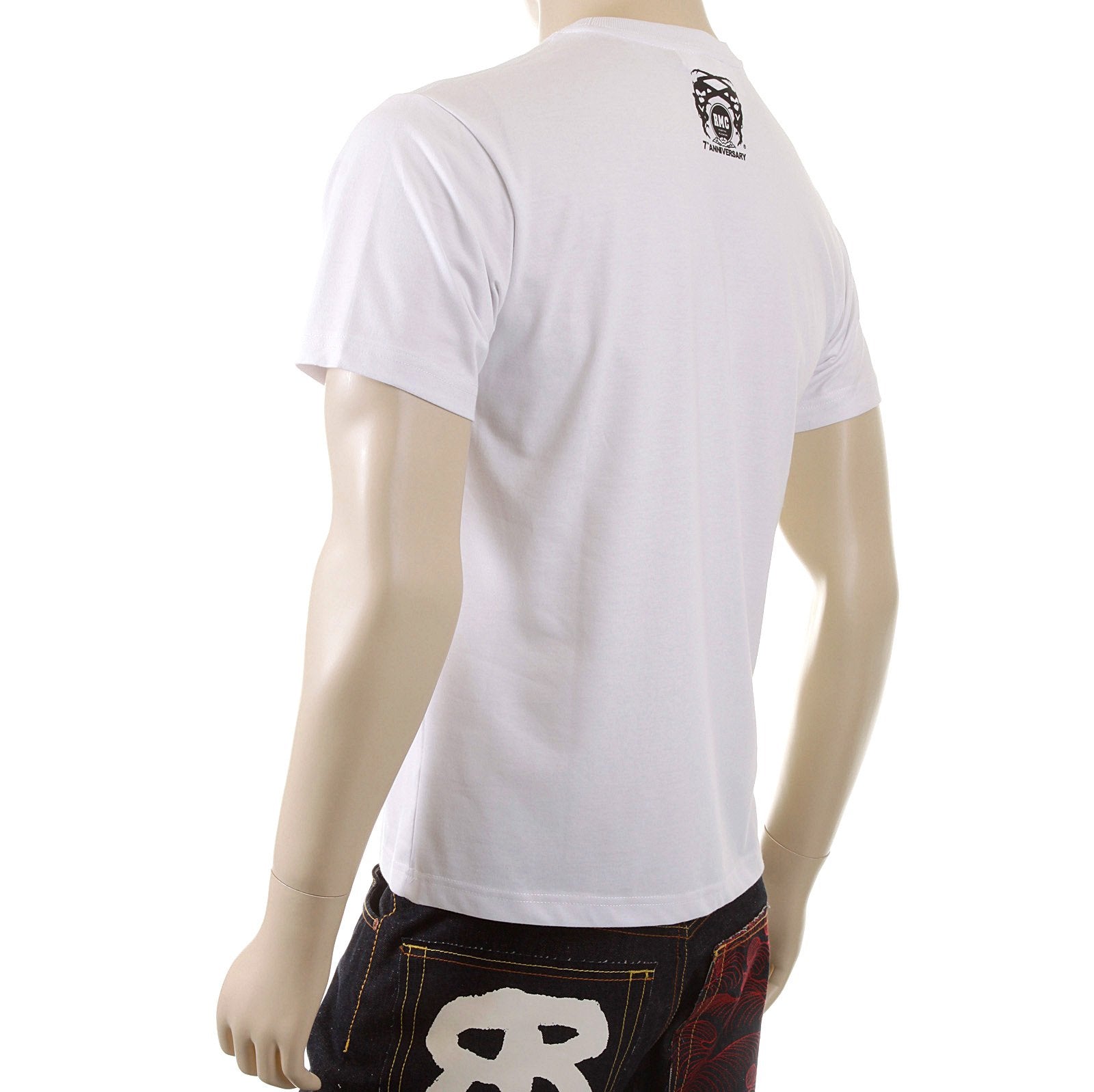 RMC MARTIN KSOHOH CREW NECK COTTON REGULAR FIT SHORT SLEEVED MENS APE COPE PRINTED T-SHIRT IN WHITE REDM5034