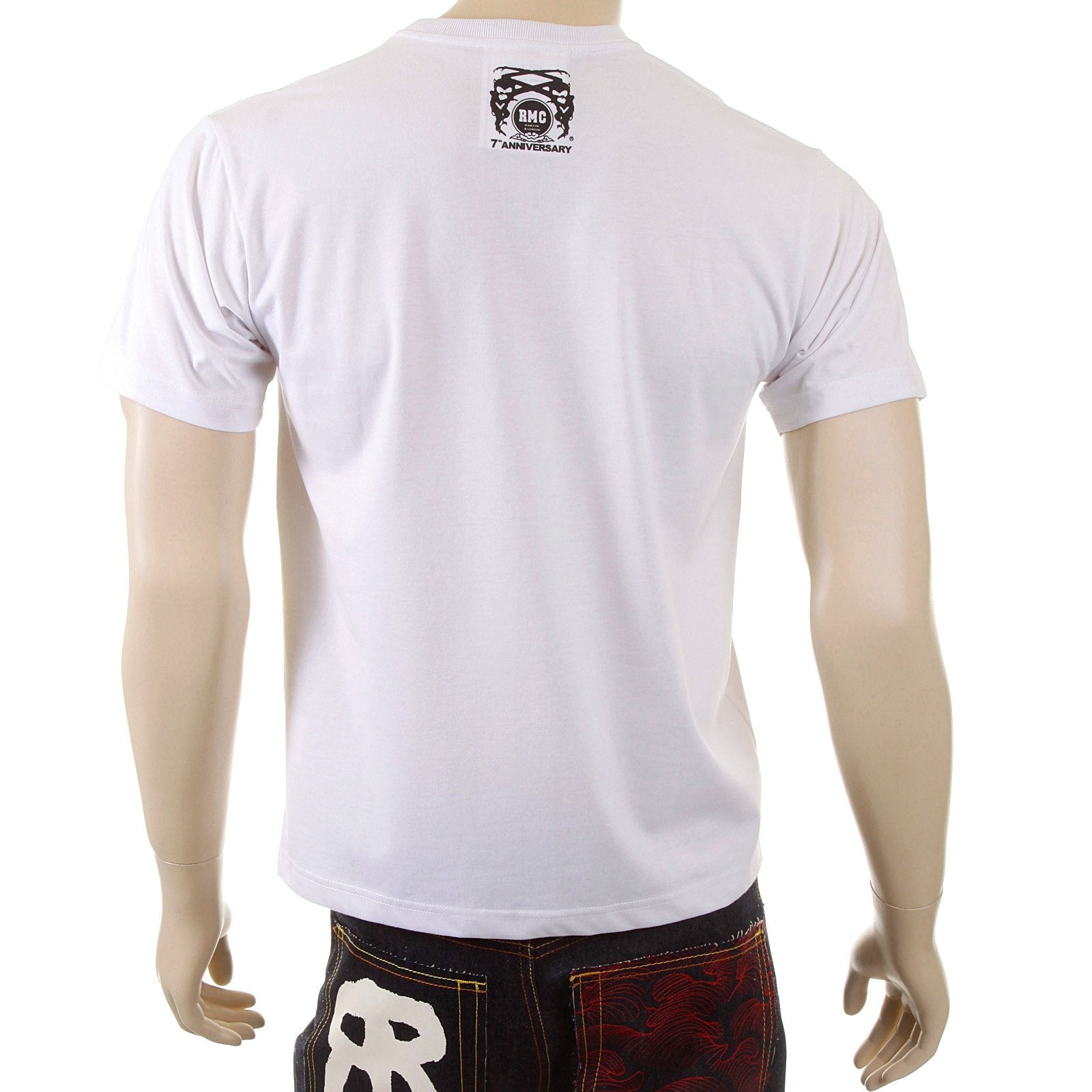 RMC MARTIN KSOHOH CREW NECK COTTON REGULAR FIT SHORT SLEEVED MENS APE COPE PRINTED T-SHIRT IN WHITE REDM5034
