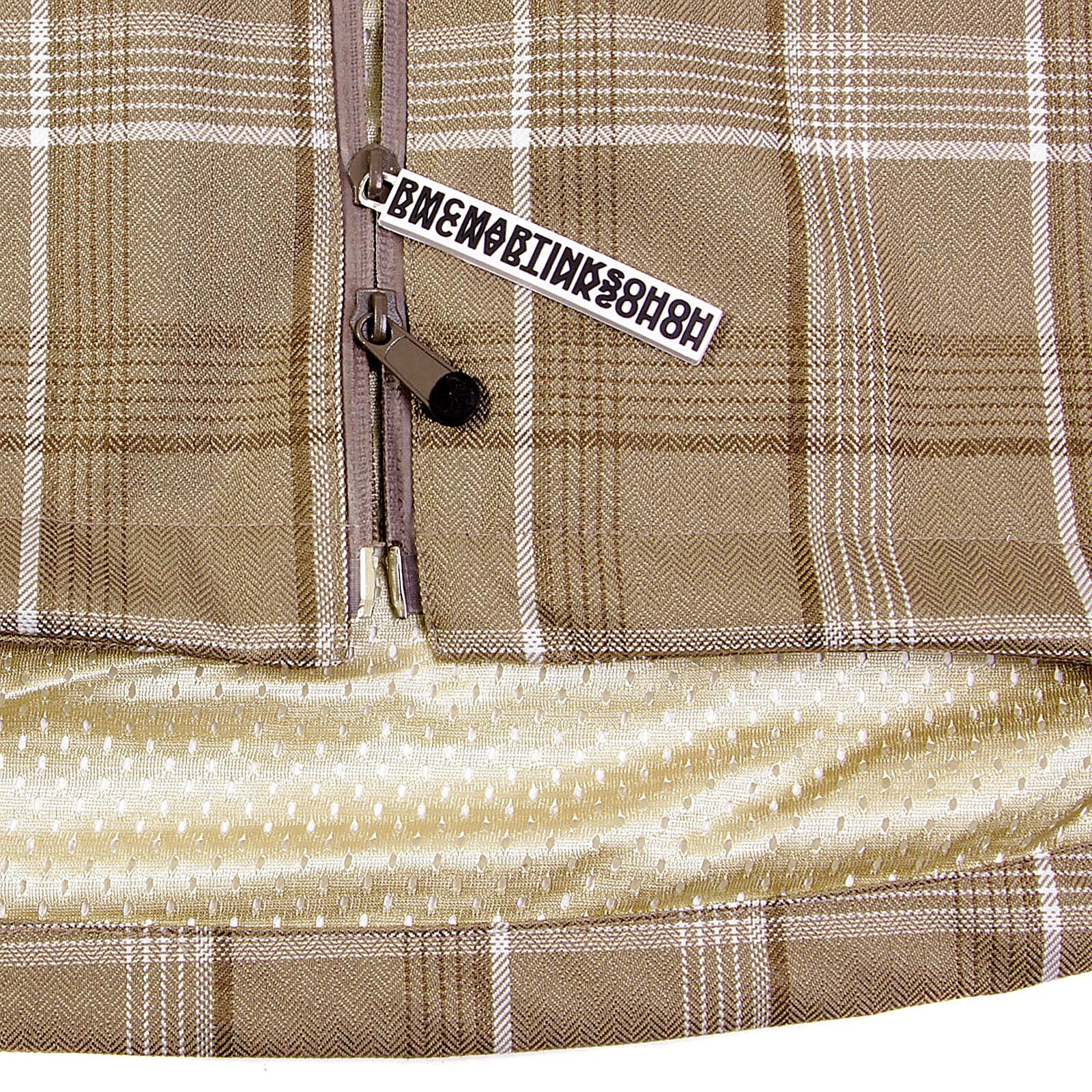 YOROPIKO MARTIN YAT MING REGULAR FIT HOODED CHECKED COFFEE COLOURED FUNCTIONAL JACKET REDM3160