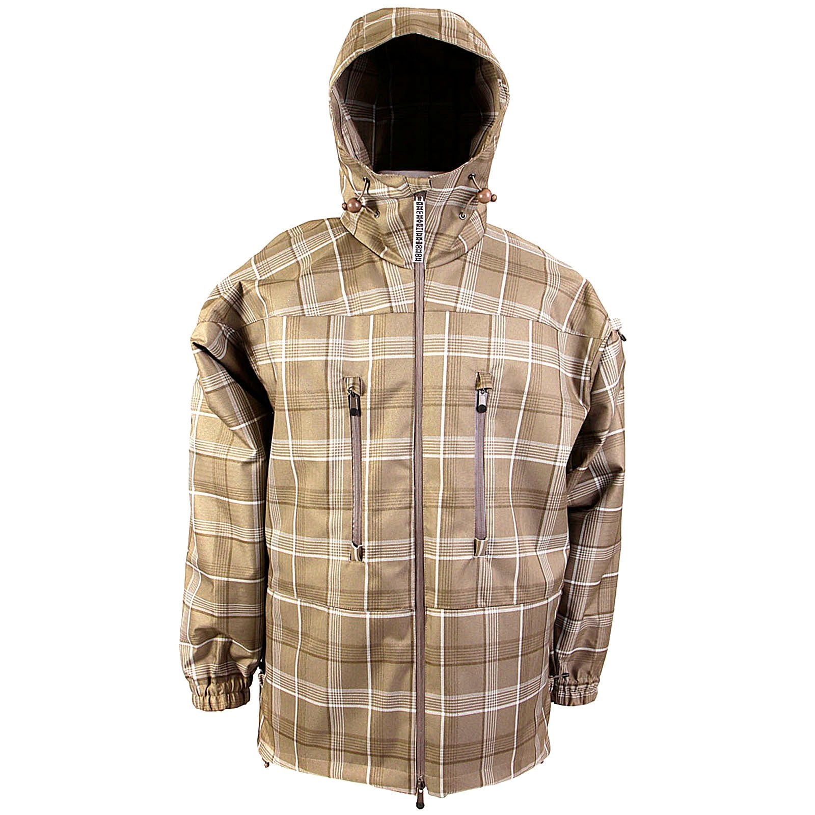 YOROPIKO MARTIN YAT MING REGULAR FIT HOODED CHECKED COFFEE COLOURED FUNCTIONAL JACKET REDM3160