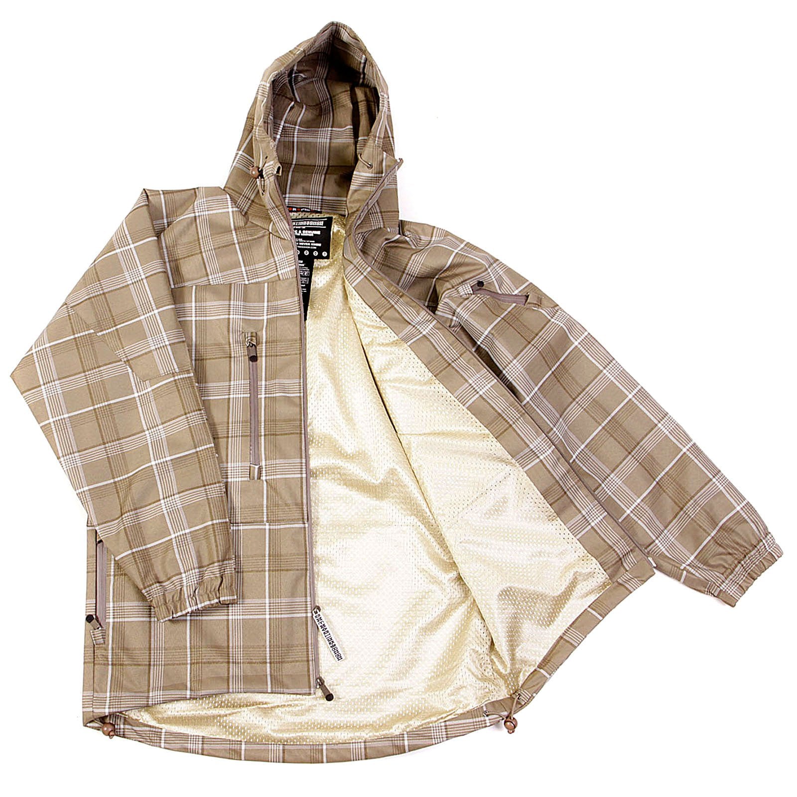 YOROPIKO MARTIN YAT MING REGULAR FIT HOODED CHECKED COFFEE COLOURED FUNCTIONAL JACKET REDM3160