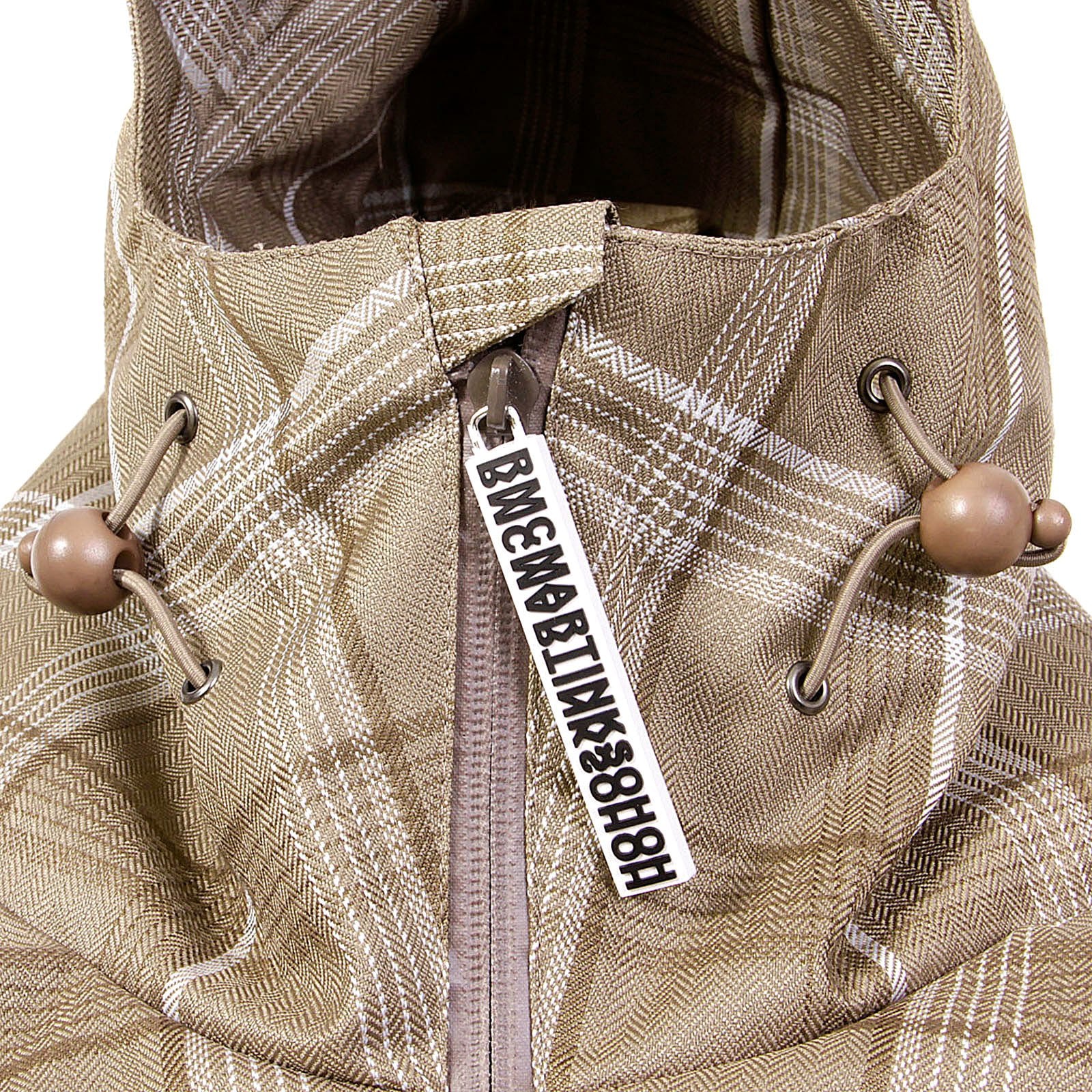 YOROPIKO MARTIN YAT MING REGULAR FIT HOODED CHECKED COFFEE COLOURED FUNCTIONAL JACKET REDM3160