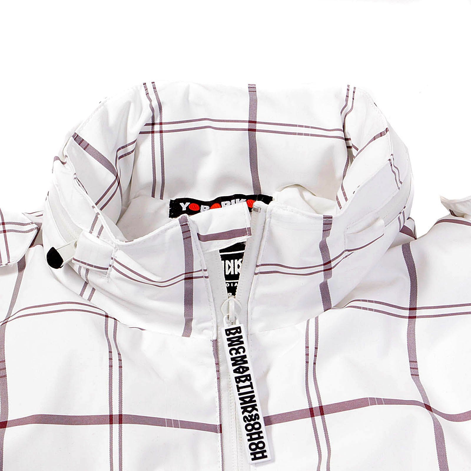 YOROPIKO MARTIN YAT MING REGULAR FIT HOODED WHITE AND COFFEE CHECKED FUNCTIONAL JACKET REDM3168