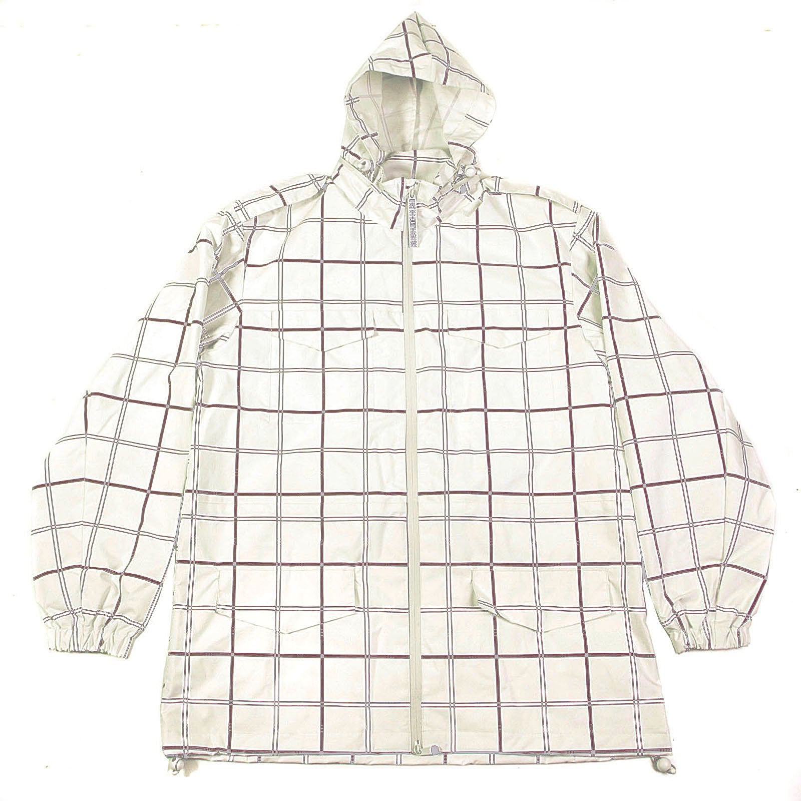 YOROPIKO MARTIN YAT MING REGULAR FIT HOODED WHITE AND COFFEE CHECKED FUNCTIONAL JACKET REDM3168