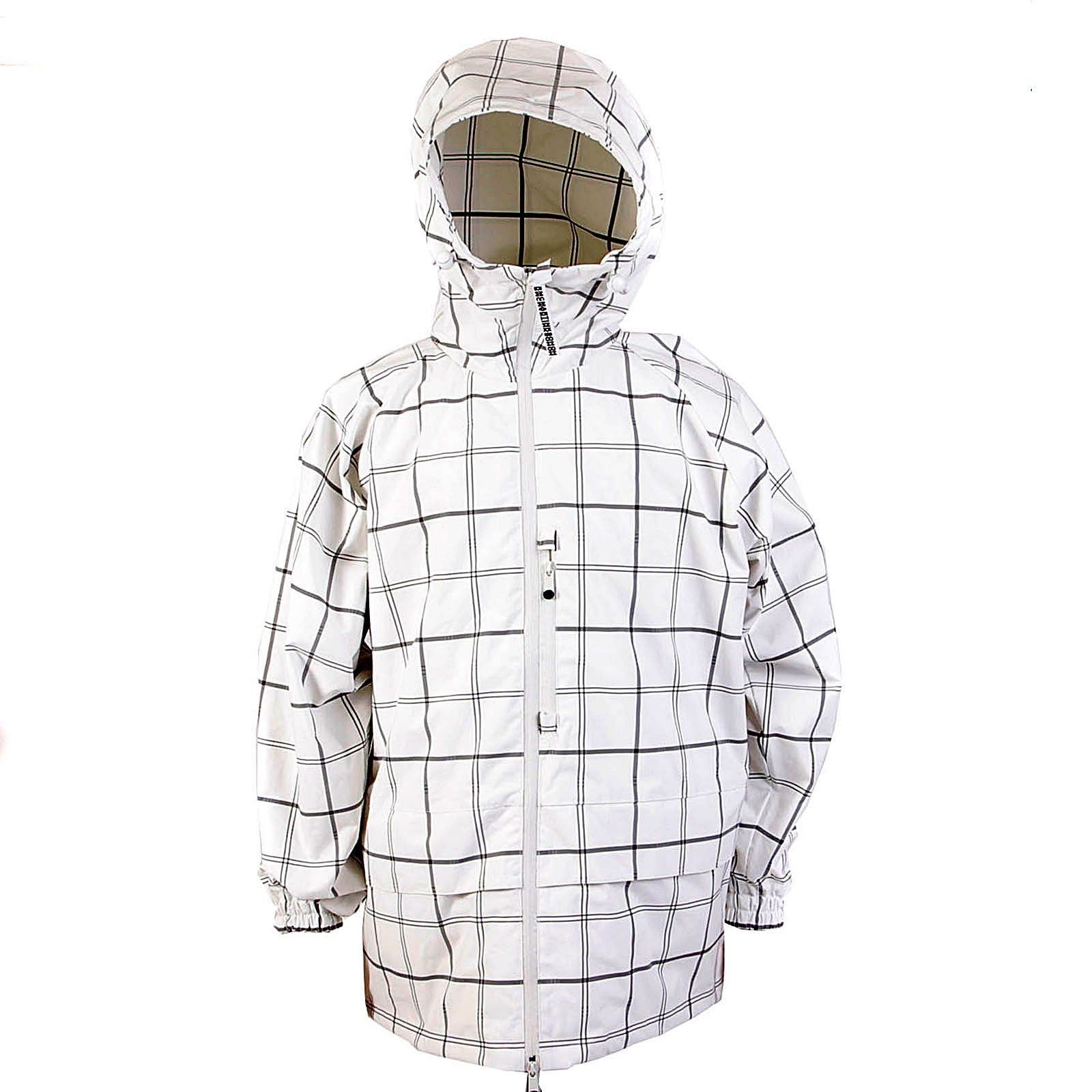 YOROPIKO RED MONKEY JEANS REGULAR FIT HOODED FUNCTIONAL JACKET WITH WHITE AND GREY CHECKS REDM3169