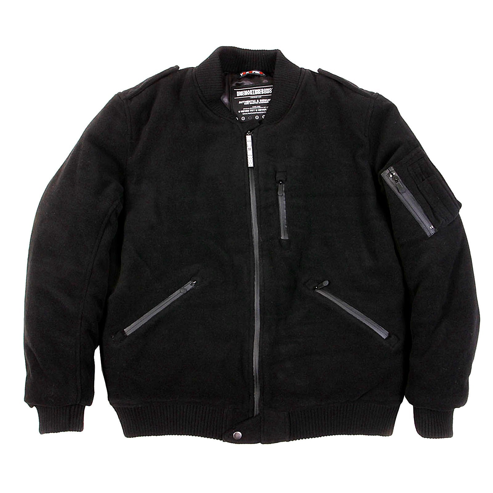 YOROPIKO X RMC RED MONKEY JEANS REGULAT FIT PADDED BLACK WOOL AND POLYESTER WIND AND WATER PROOF JACKET REDM3159