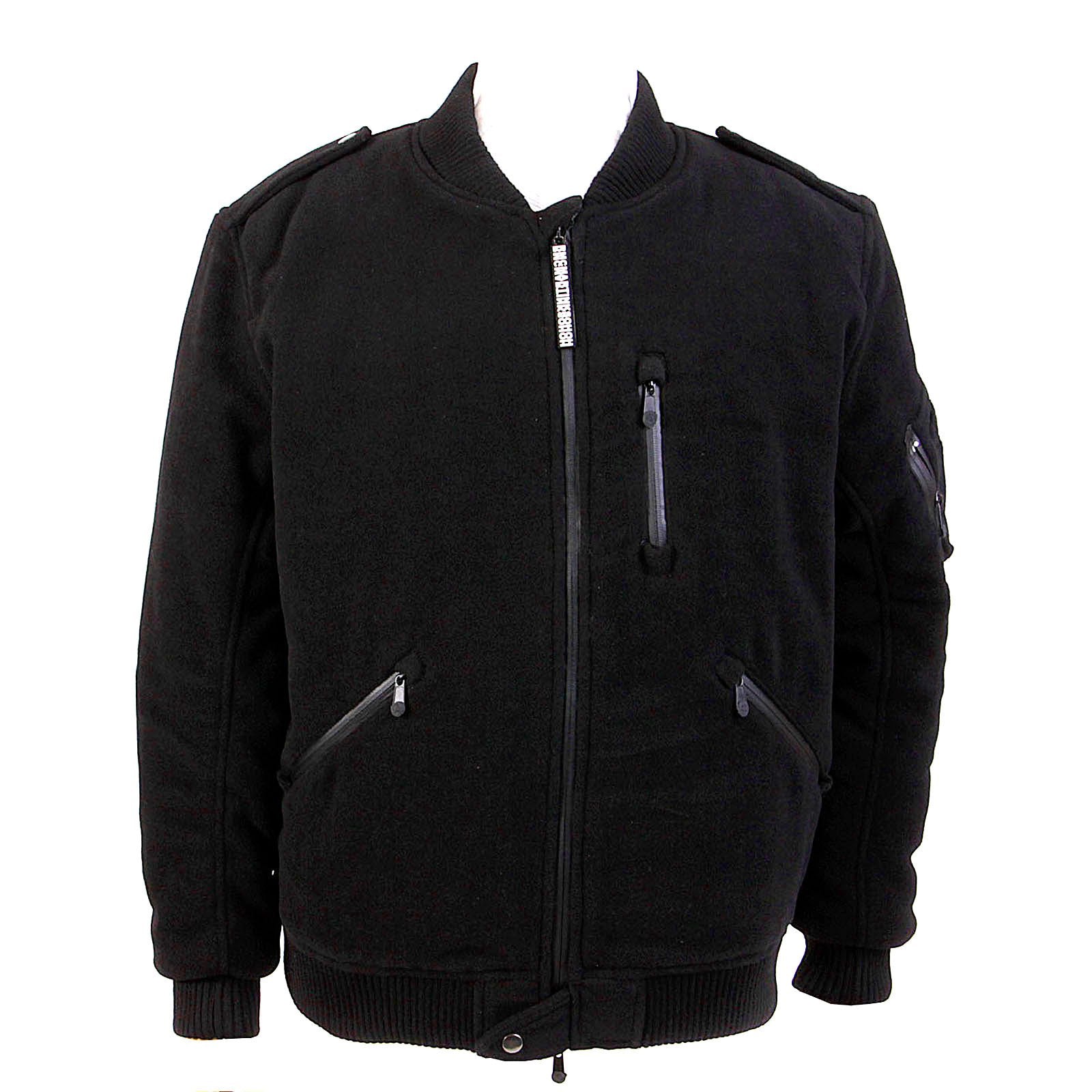 YOROPIKO X RMC RED MONKEY JEANS REGULAT FIT PADDED BLACK WOOL AND POLYESTER WIND AND WATER PROOF JACKET REDM3159