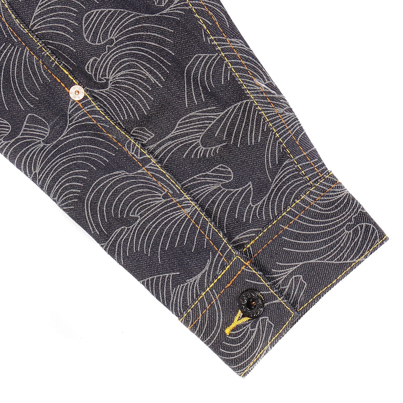 RMC MARTIN KSOHOH EXCLUSIVE GENUINE RAW SELVEDGE VINTAGE CUT FUJIN AND RAIJIN EMBROIDERED DENIM JACKET REDM3852