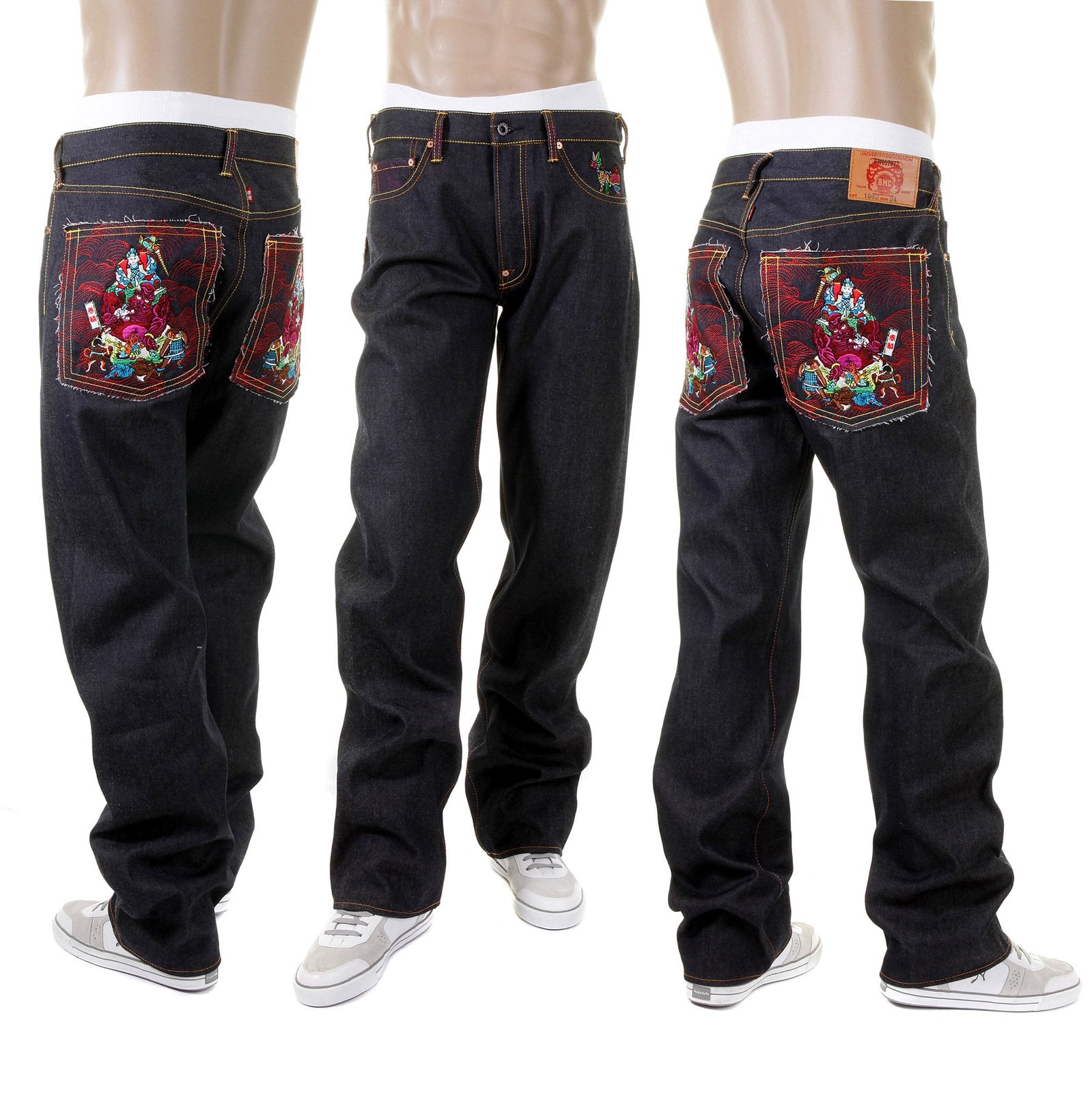 RMC MARTIN KSOHOH DARK INDIGO MENS VINTAGE CUT SELVEDGE RAW DENIM JEANS WITH MOMOTARO EMBROIDERY REDM5642