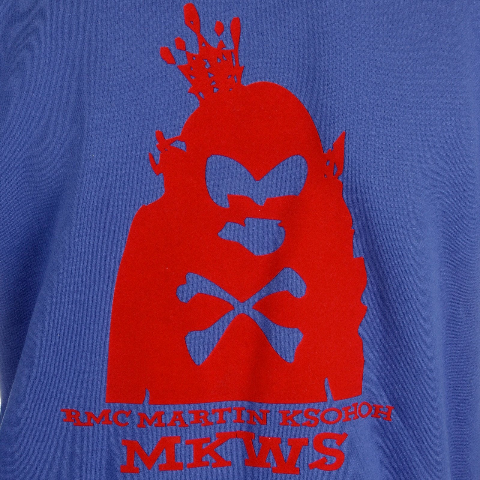 RMC MKWS HOODED ZIPPED ROYAL BLUE RED FLOCK PRINTED REGULAR FIT SWEATSHIRT FOR MEN REDM2338