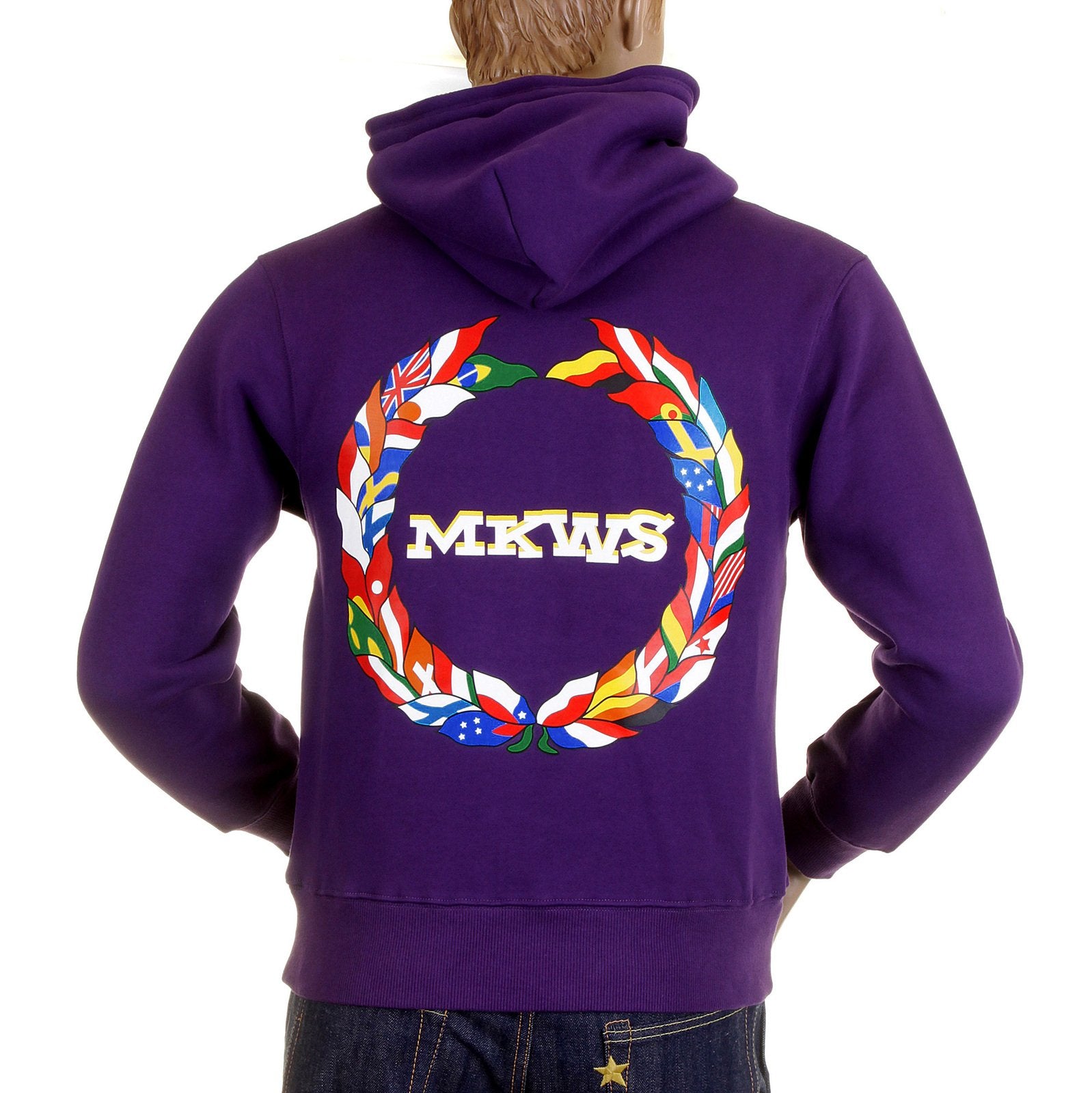 RMC MARTIN KSOHOH MKWS REGULAR FIT 100% COTTON ZIPPED HOODED SWEATSHIRT IN PURPLE REDM2319