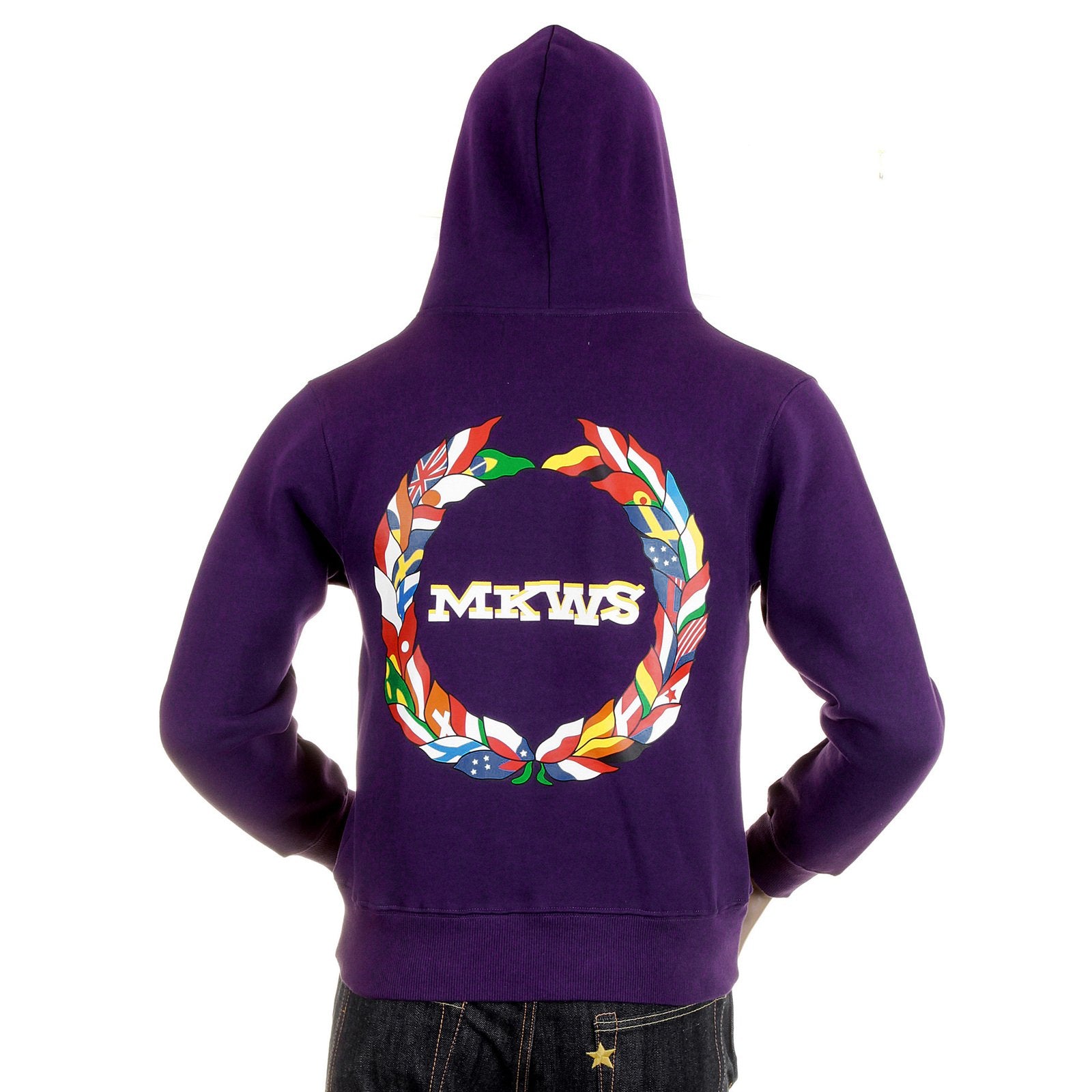 RMC MARTIN KSOHOH MKWS REGULAR FIT 100% COTTON ZIPPED HOODED SWEATSHIRT IN PURPLE REDM2319
