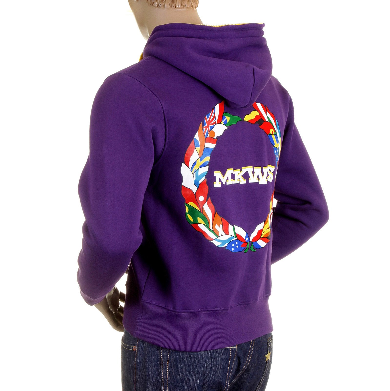 RMC MARTIN KSOHOH MKWS REGULAR FIT 100% COTTON ZIPPED HOODED SWEATSHIRT IN PURPLE REDM2319
