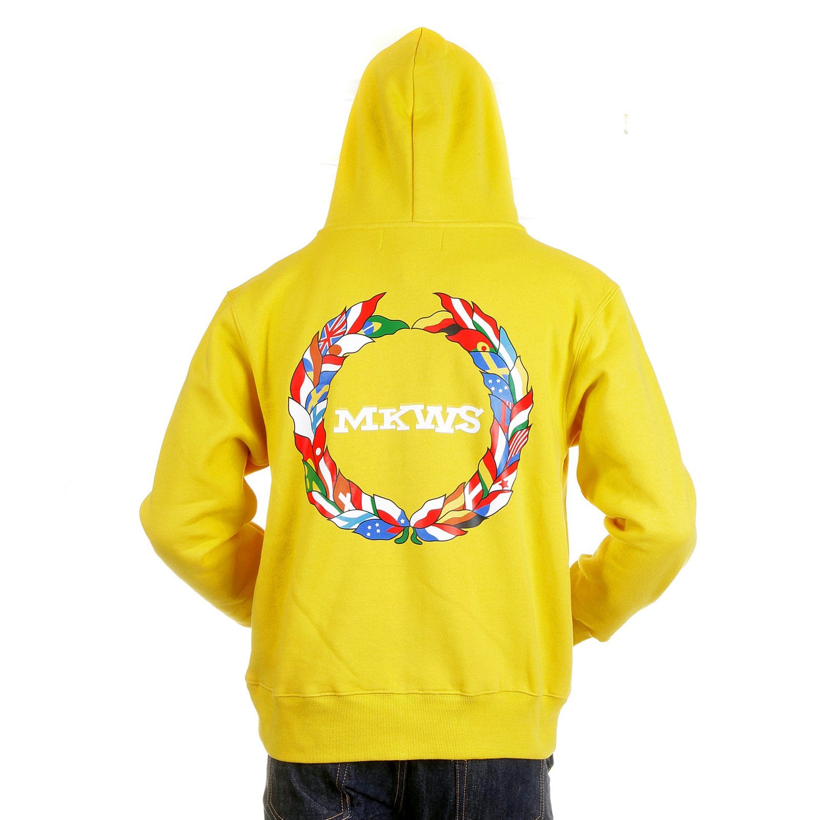 RMC MARTIN KSOHOH MKWS MENS REGULAR FIT HOODED YELLOW LAUREL LEAF PRINTED ZIP UP SWEATSHIRT REDM2321