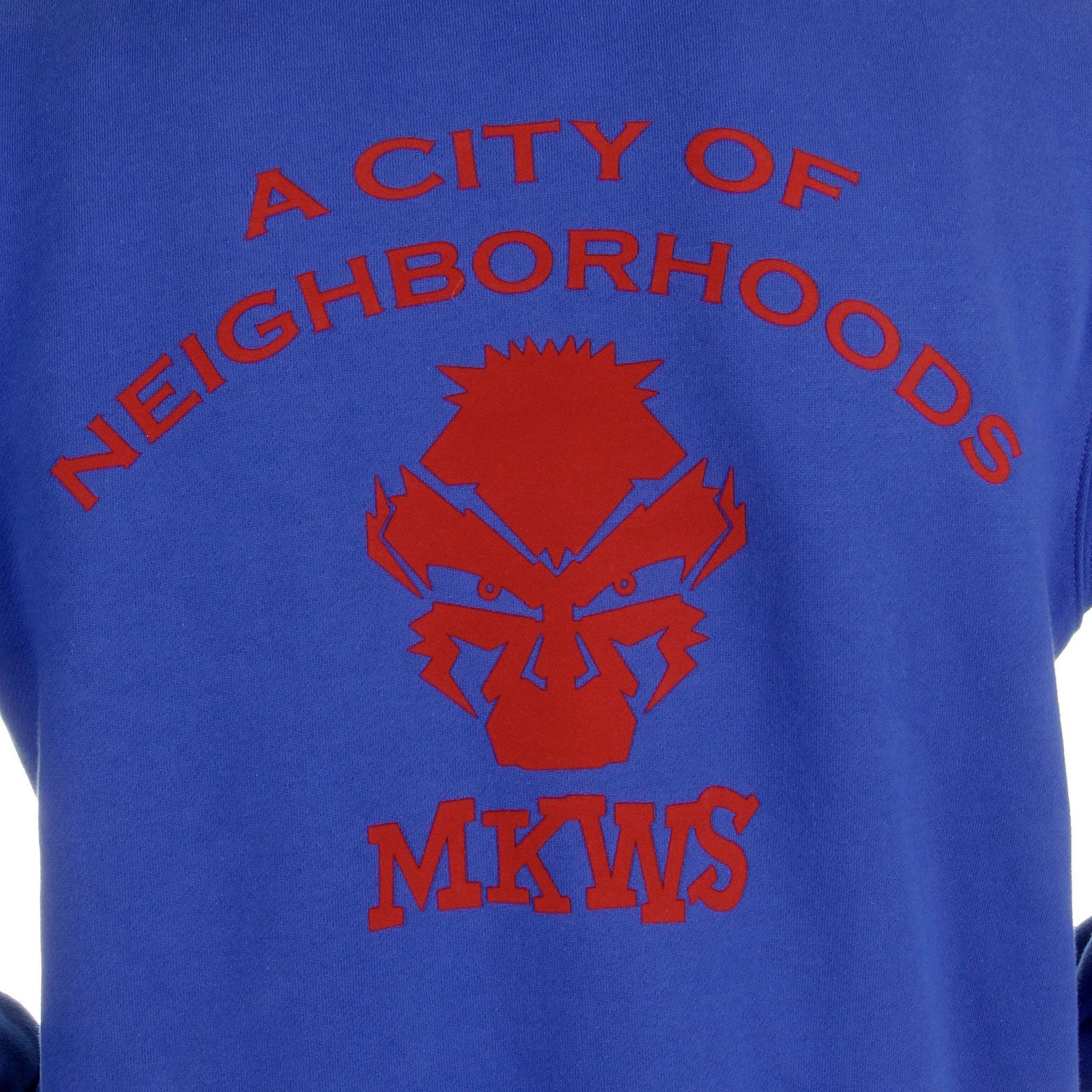 RMC MARTIN KSOHOH MKWS REGULAR FIT HOODED ZIPPED BLUE SWEATSHIRT WITH EMPIRE MONKEY FLOCK PRINT REDM2328