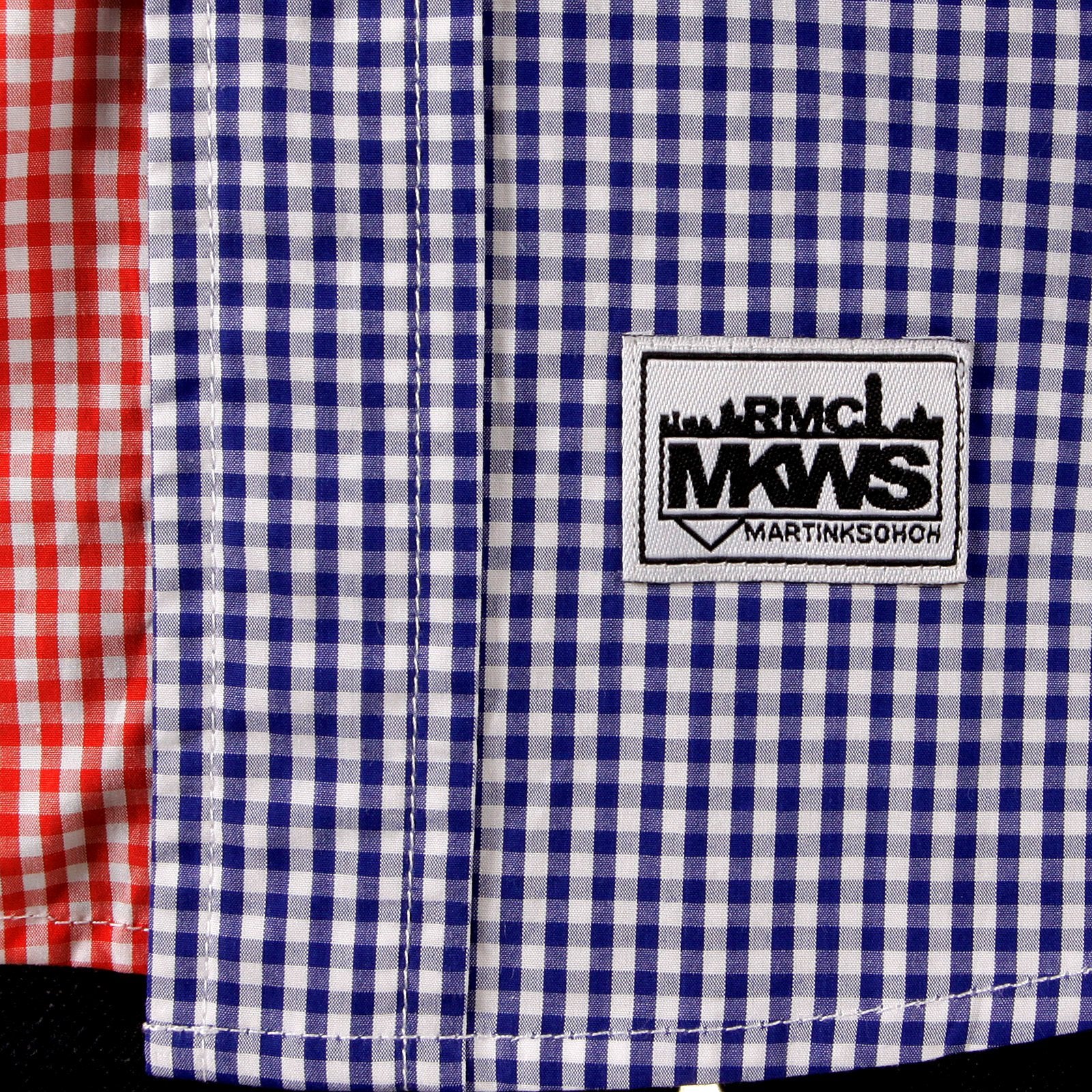 RMC MKWS LONG SLEEVED SOFT BUTTON DOWN COLLAR REGULAR FIT RED AND NAVY PATCH SHIRT FOR MEN REDM2111