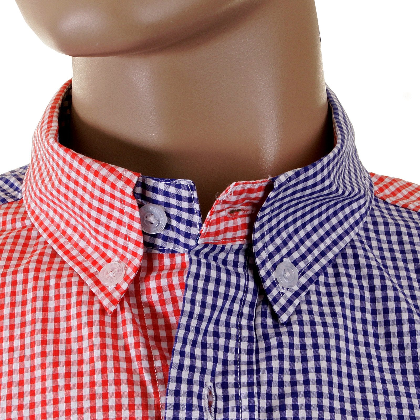 RMC MKWS LONG SLEEVED SOFT BUTTON DOWN COLLAR REGULAR FIT RED AND NAVY PATCH SHIRT FOR MEN REDM2111