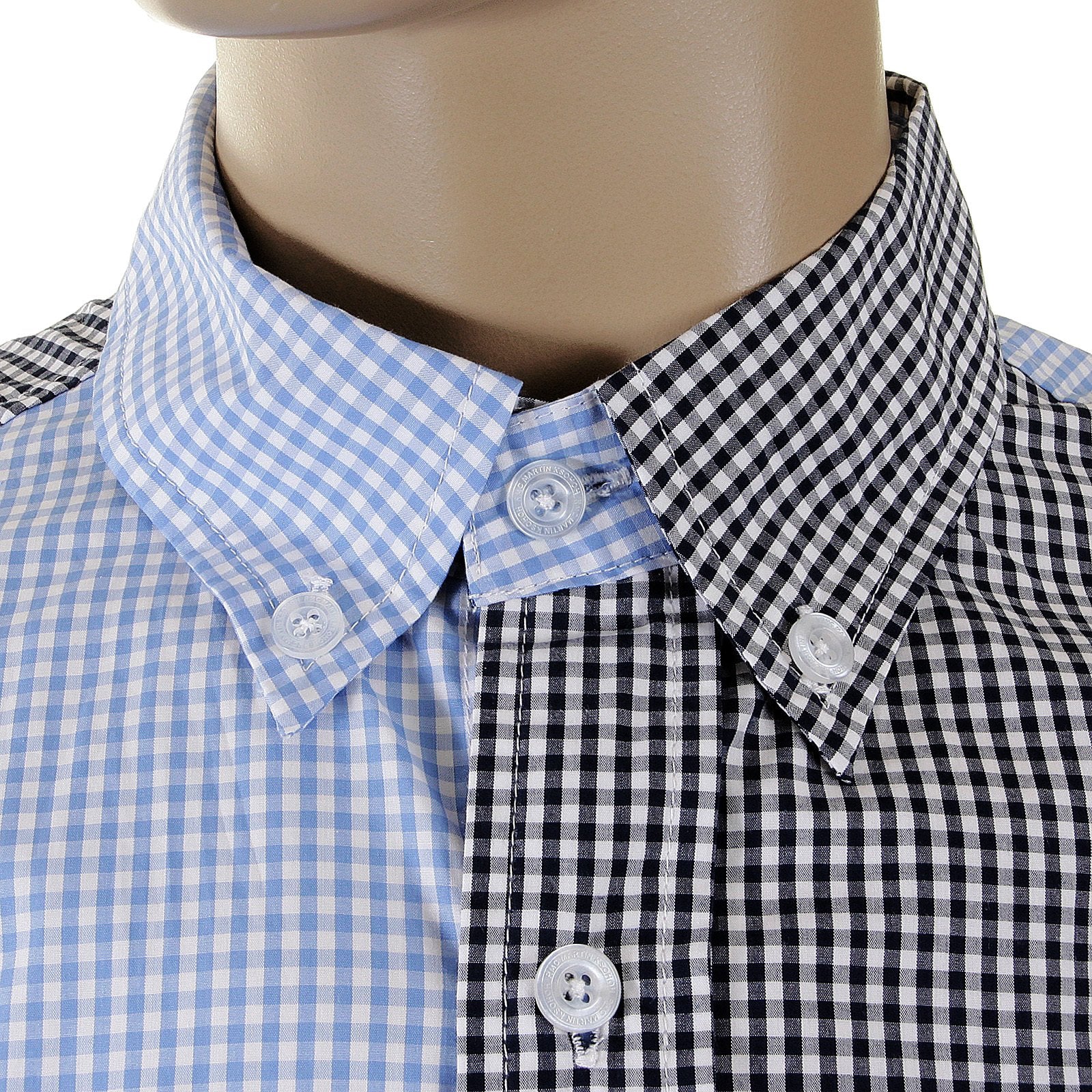 RMC MKWS LONG SLEEVED SOFT BUTTON DOWN COLLAR REGULAR FIT BLUE AND BLACK PATCH SHIRT FOR MEN REDM2109
