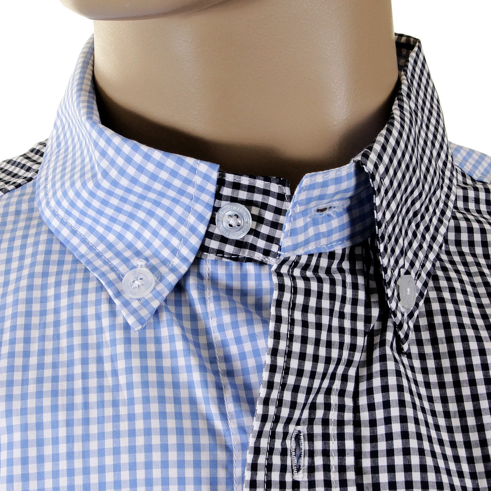RMC MKWS LONG SLEEVED SOFT BUTTON DOWN COLLAR REGULAR FIT BLUE AND BLACK PATCH SHIRT FOR MEN REDM2109