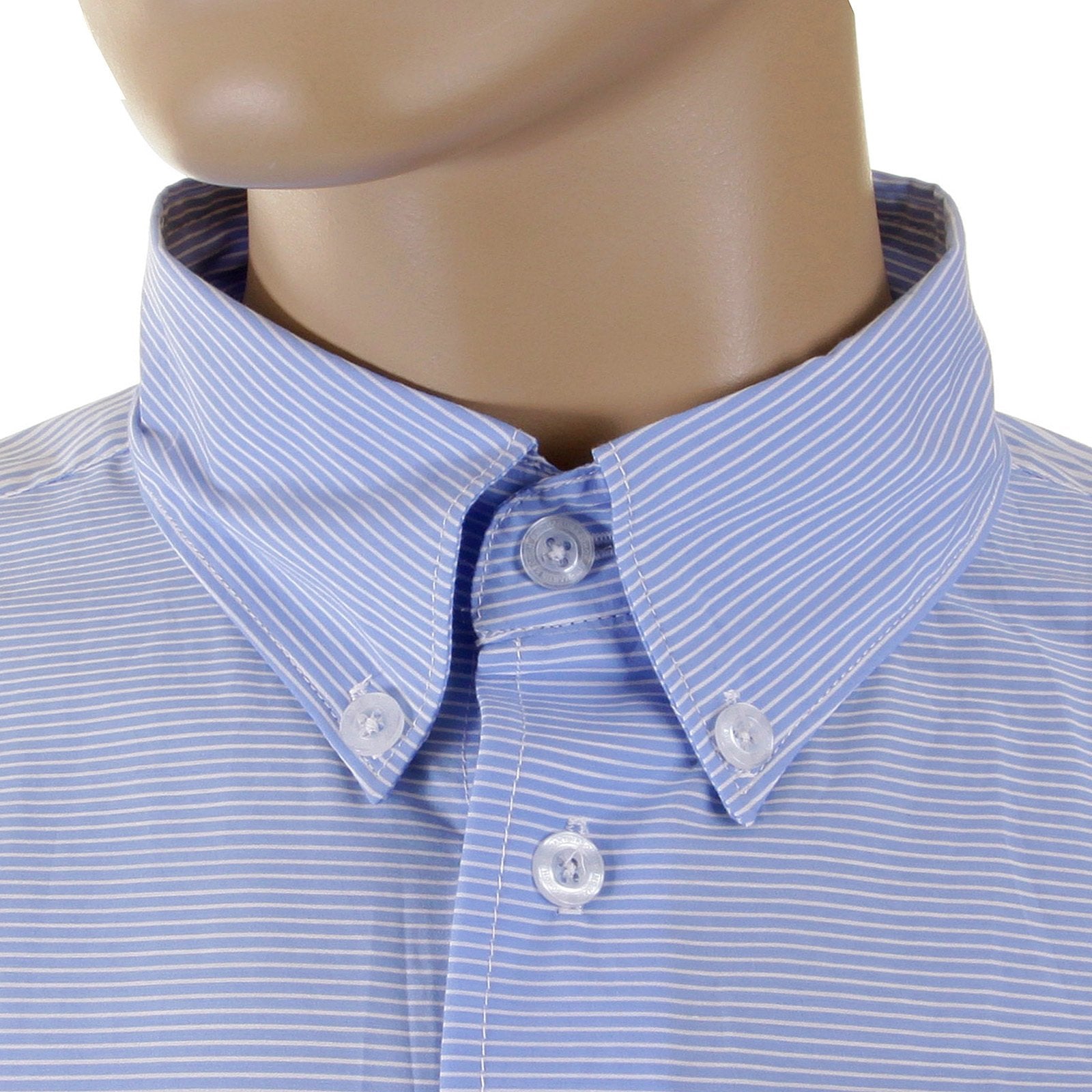 RMC MARTIN KSOHOH MKWS BLUE STRIPED PATCH SLEEVE REGULAR FIT BUTTON DOWN COLLAR SHIRT FOR MEN REDM2110