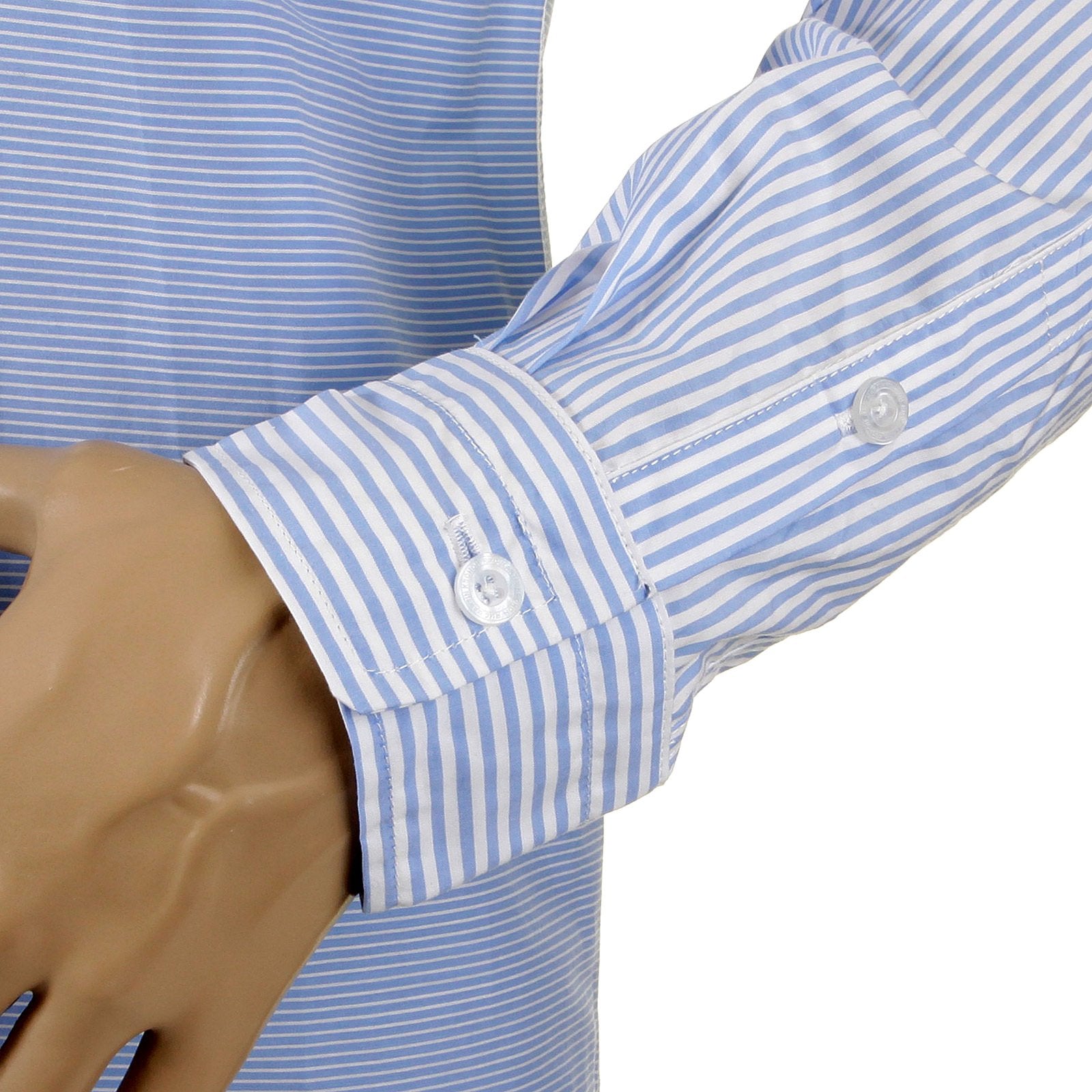 RMC MARTIN KSOHOH MKWS BLUE STRIPED PATCH SLEEVE REGULAR FIT BUTTON DOWN COLLAR SHIRT FOR MEN REDM2110