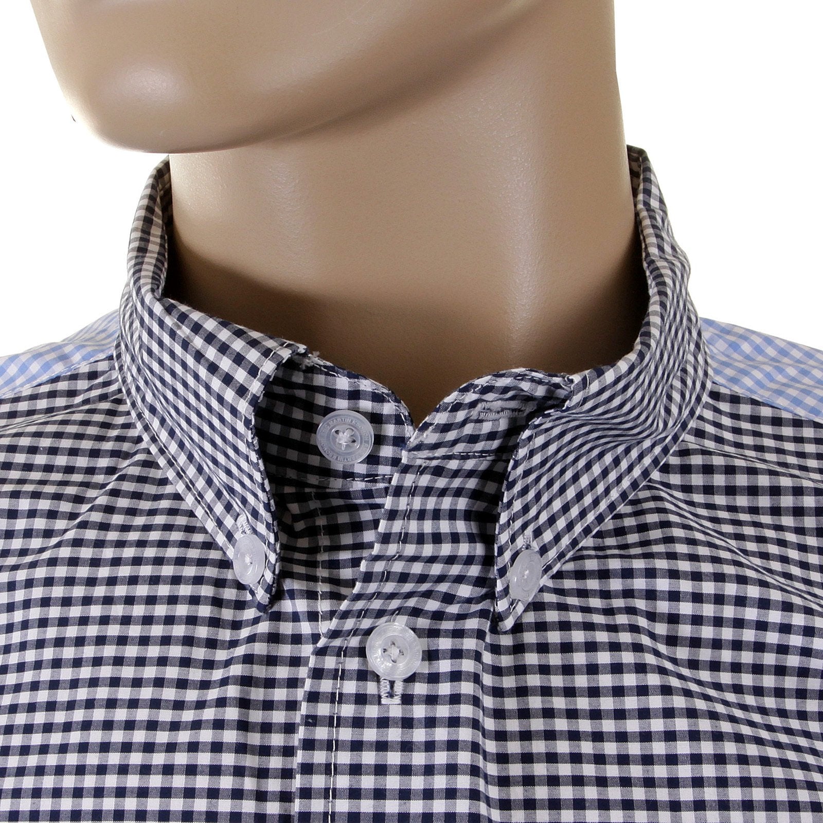 RMC MARTIN KSOHOH MKWS BLACK AND BLUE PATCH SLEEVE REGULAR FIT BUTTON DOWN COLLAR SHIRT FOR MEN REDM2112
