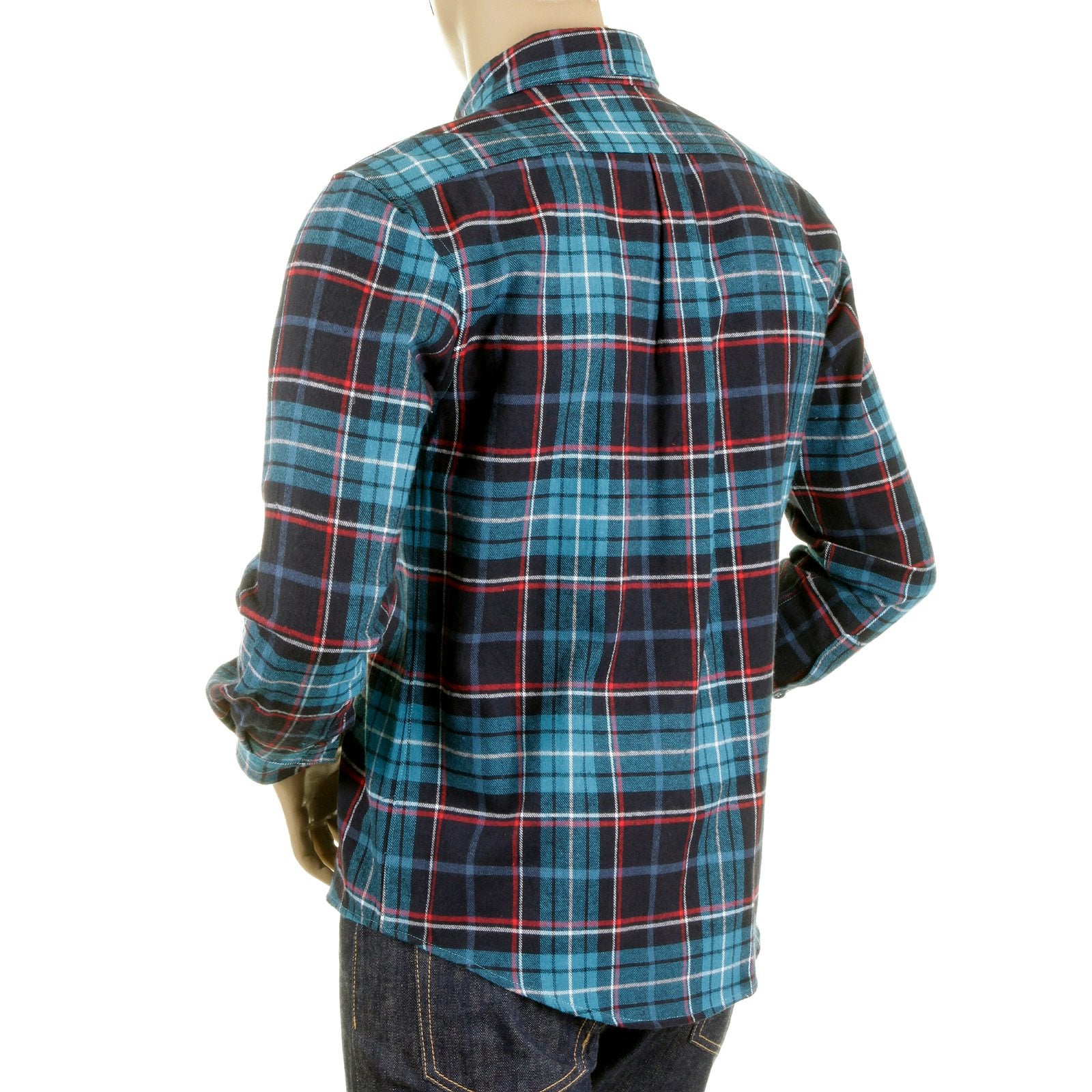RMC MKWS REGULAR FIT LONG SLEEVE BUTTON DOWN COLLAR TURQUOISE CHECKED SHIRT FOR MEN REDM2295
