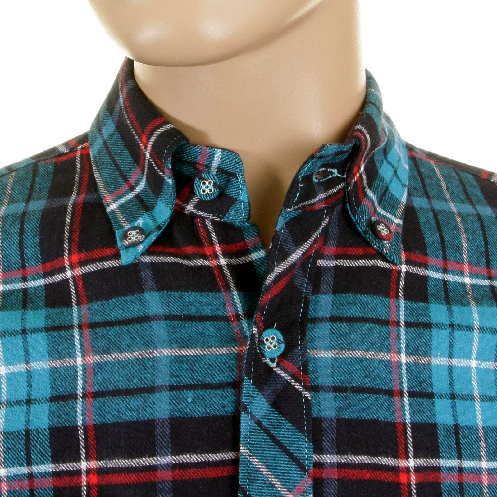 RMC MKWS REGULAR FIT LONG SLEEVE BUTTON DOWN COLLAR TURQUOISE CHECKED SHIRT FOR MEN REDM2295