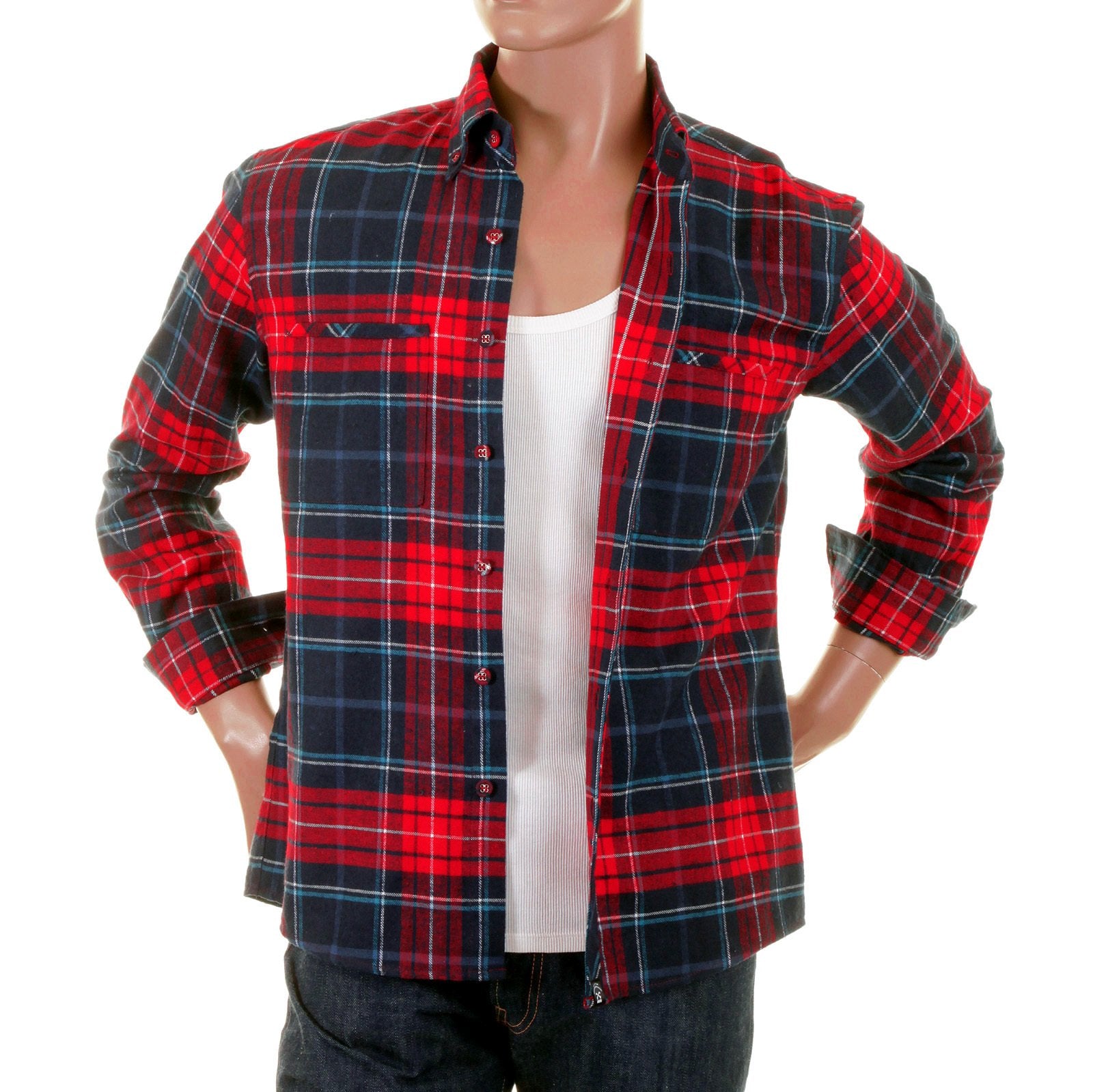 RMC MARTIN KSOHOH MKWS REGULAR FIT LONG SLEEVE BUTTON DOWN COLLAR RED CHECKED SHIRT FOR MEN REDM2296